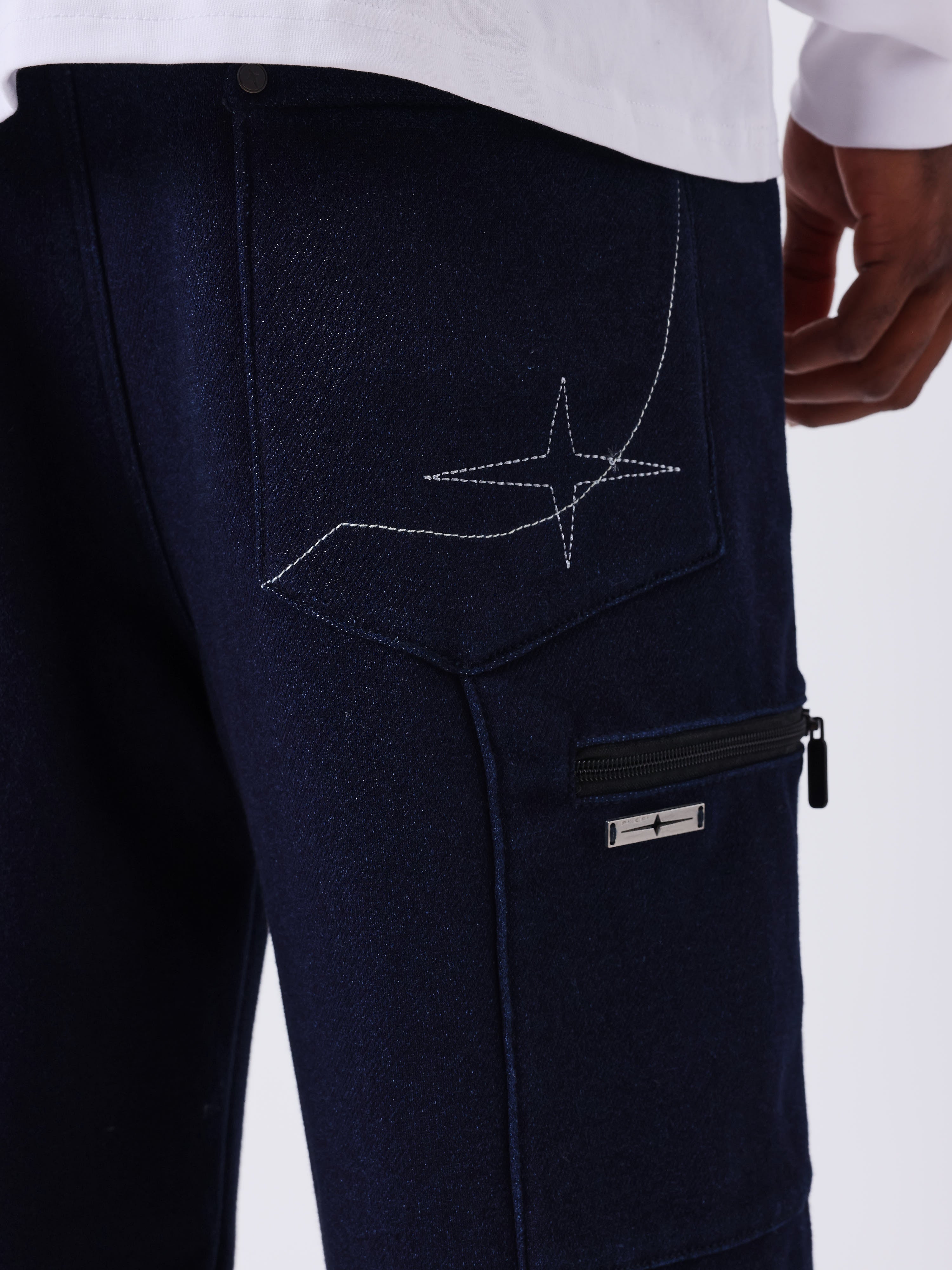 Denim-effect joggingbroek van fleece-8