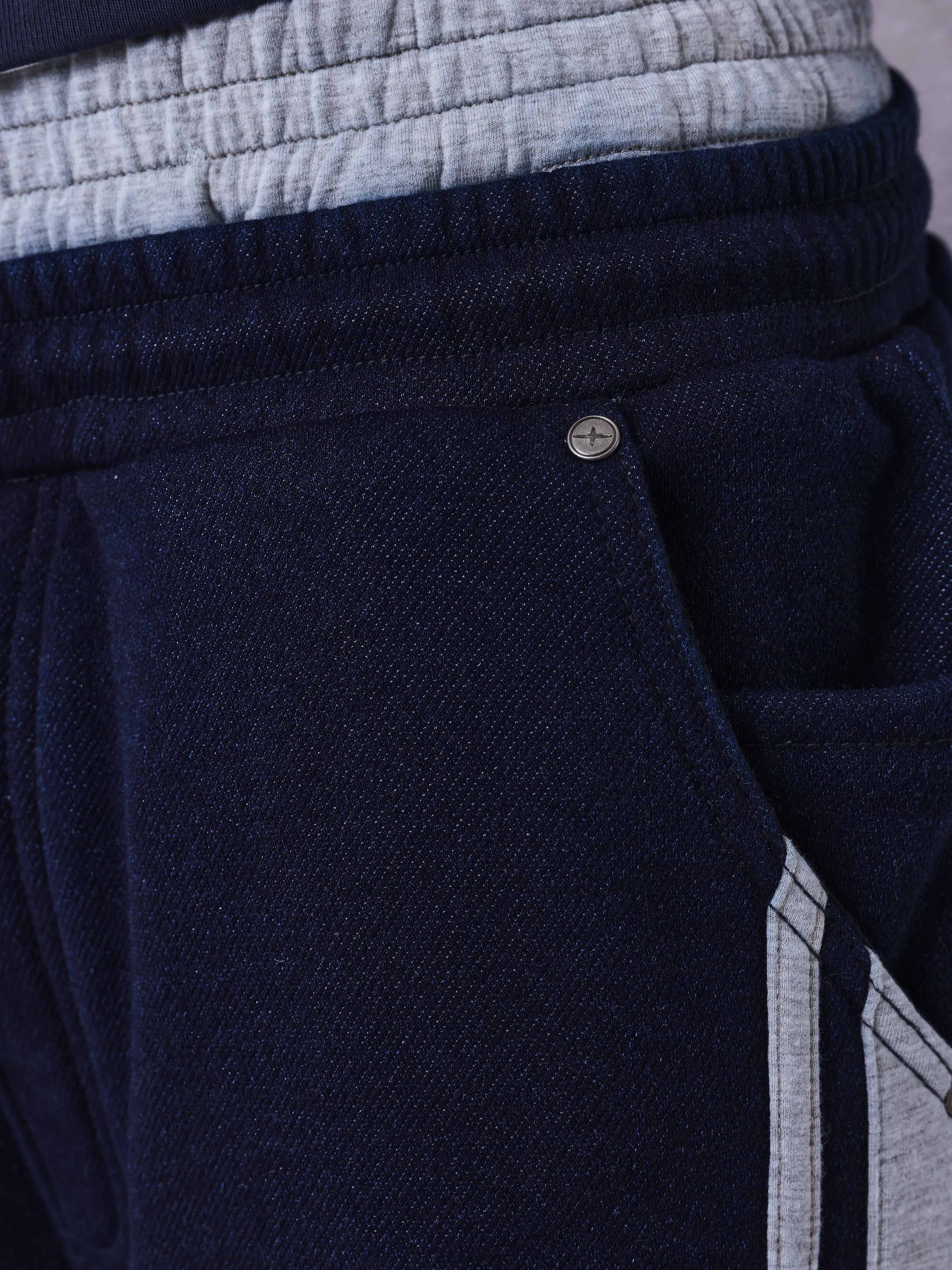 Denim-effect joggingbroek van fleece-9