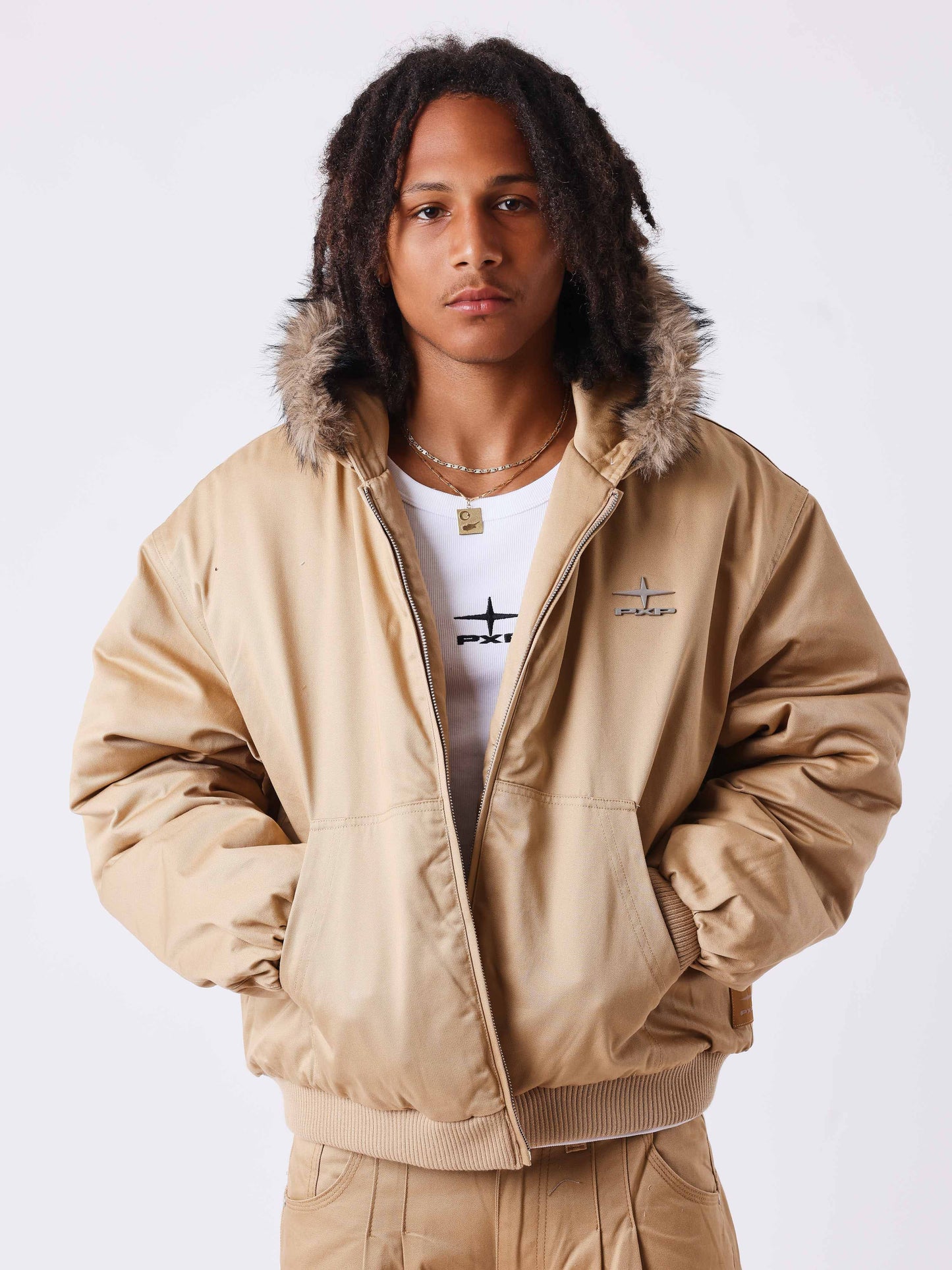 Steppjacke mit Kunstpelz aus Canvas Classy