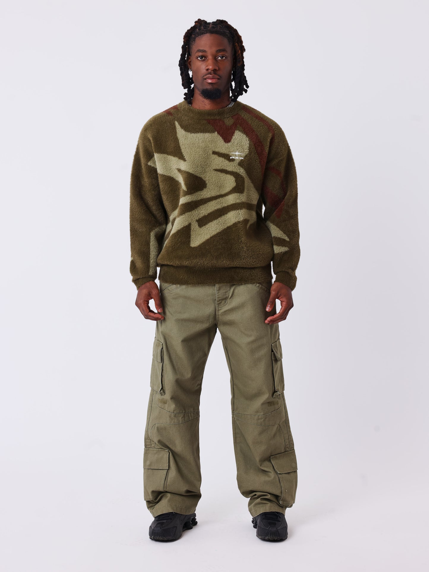 Rundhalset mohair dyreprint sweater