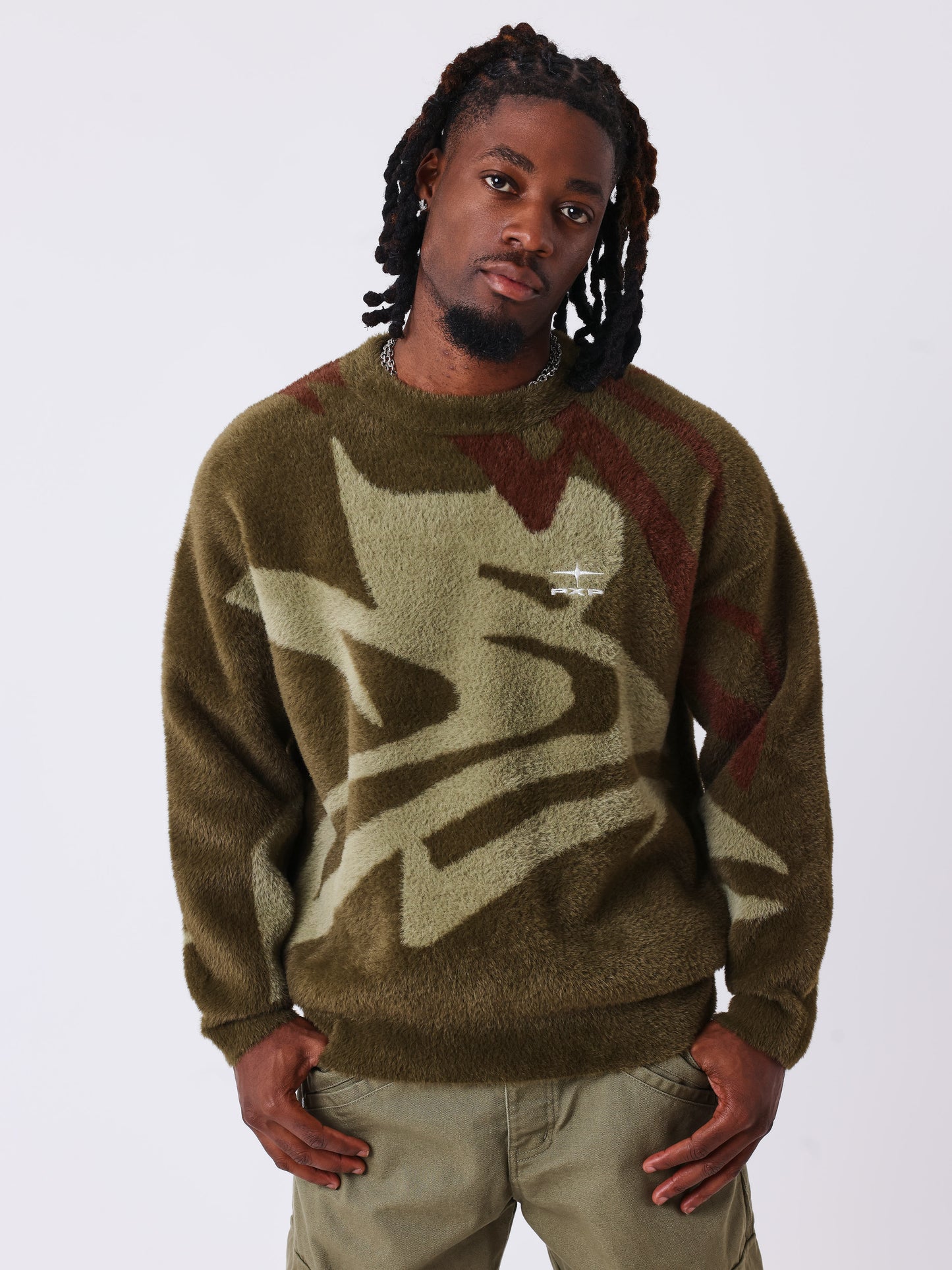 Rundhalset mohair dyreprint sweater