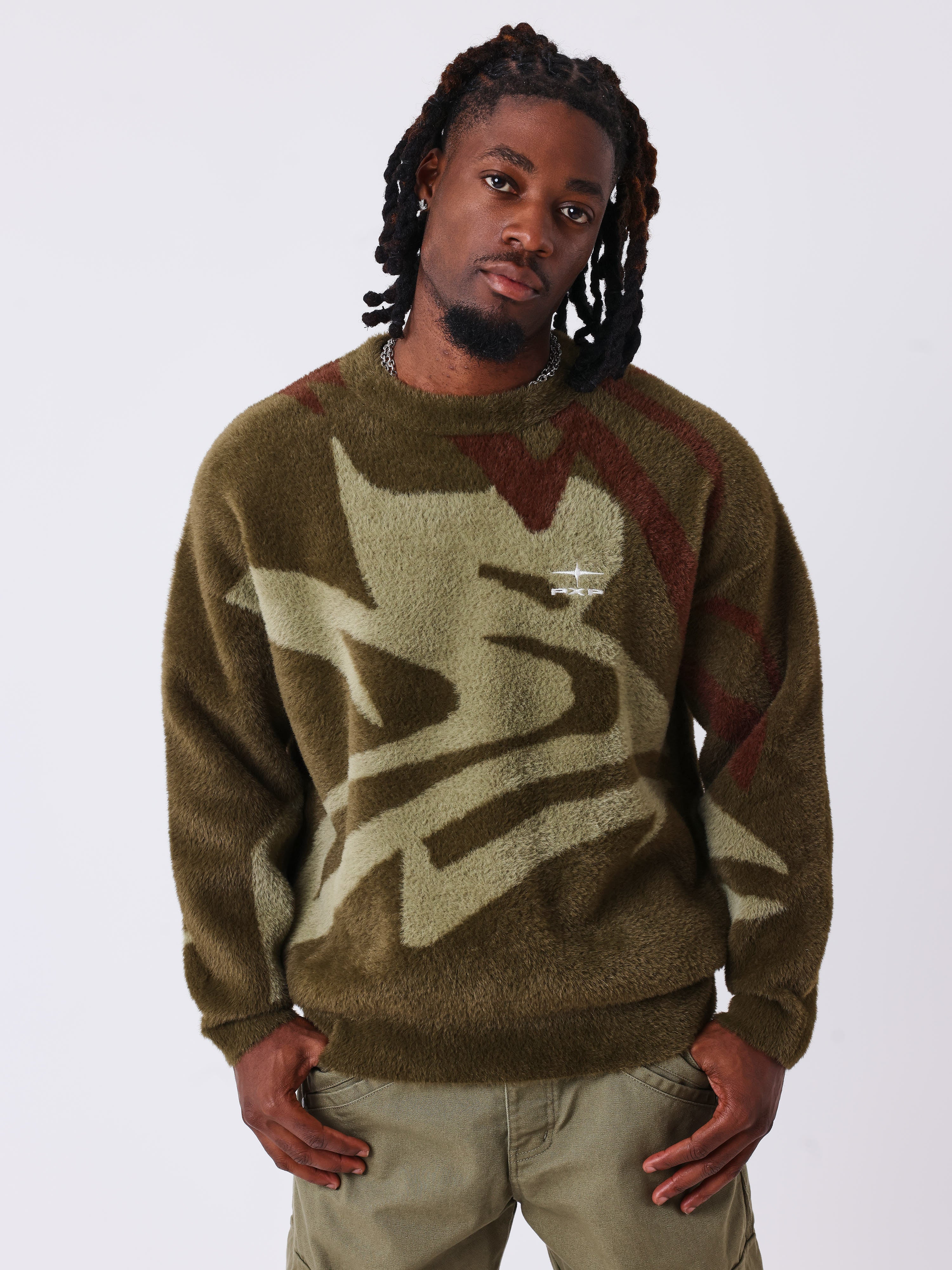 Rundhalset mohair dyreprint sweater-1