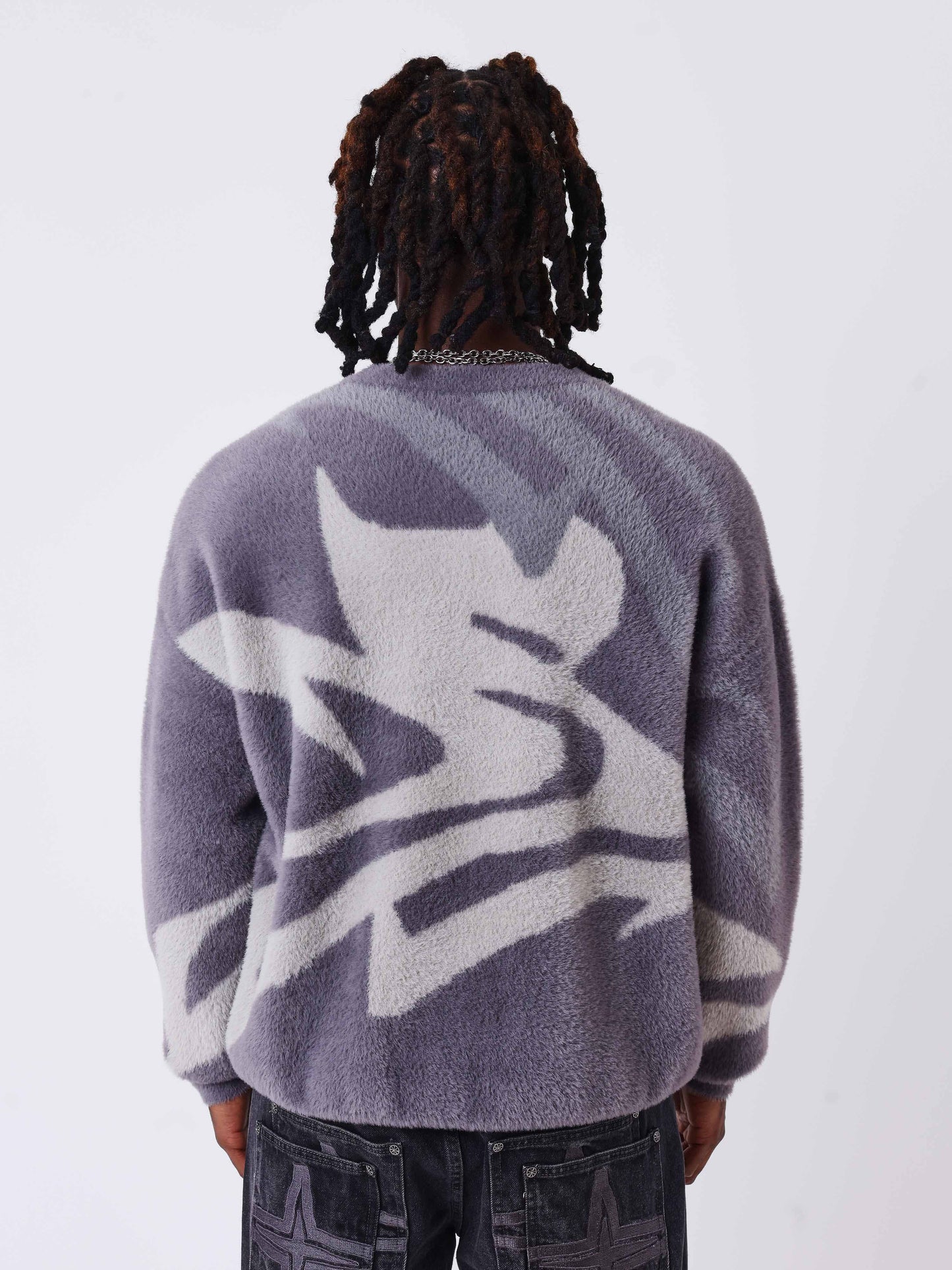 Pull col rond mohair animal