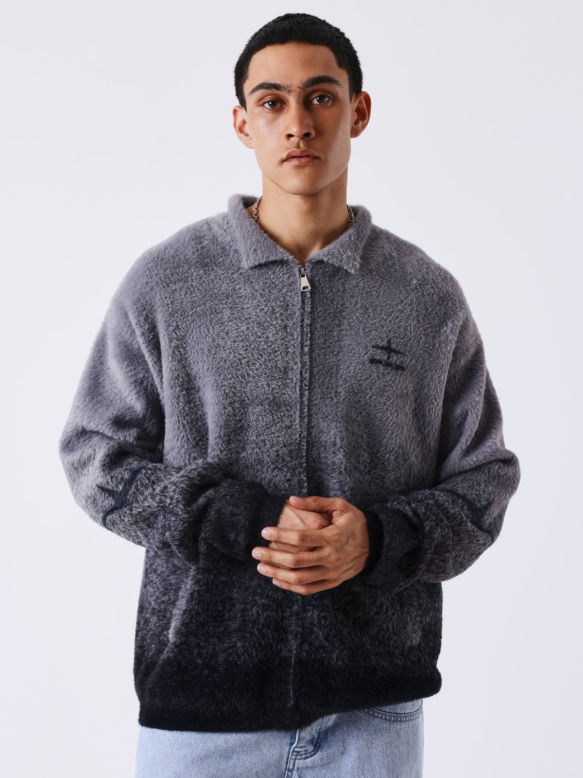 Gilet col polo en mohair mountain-1