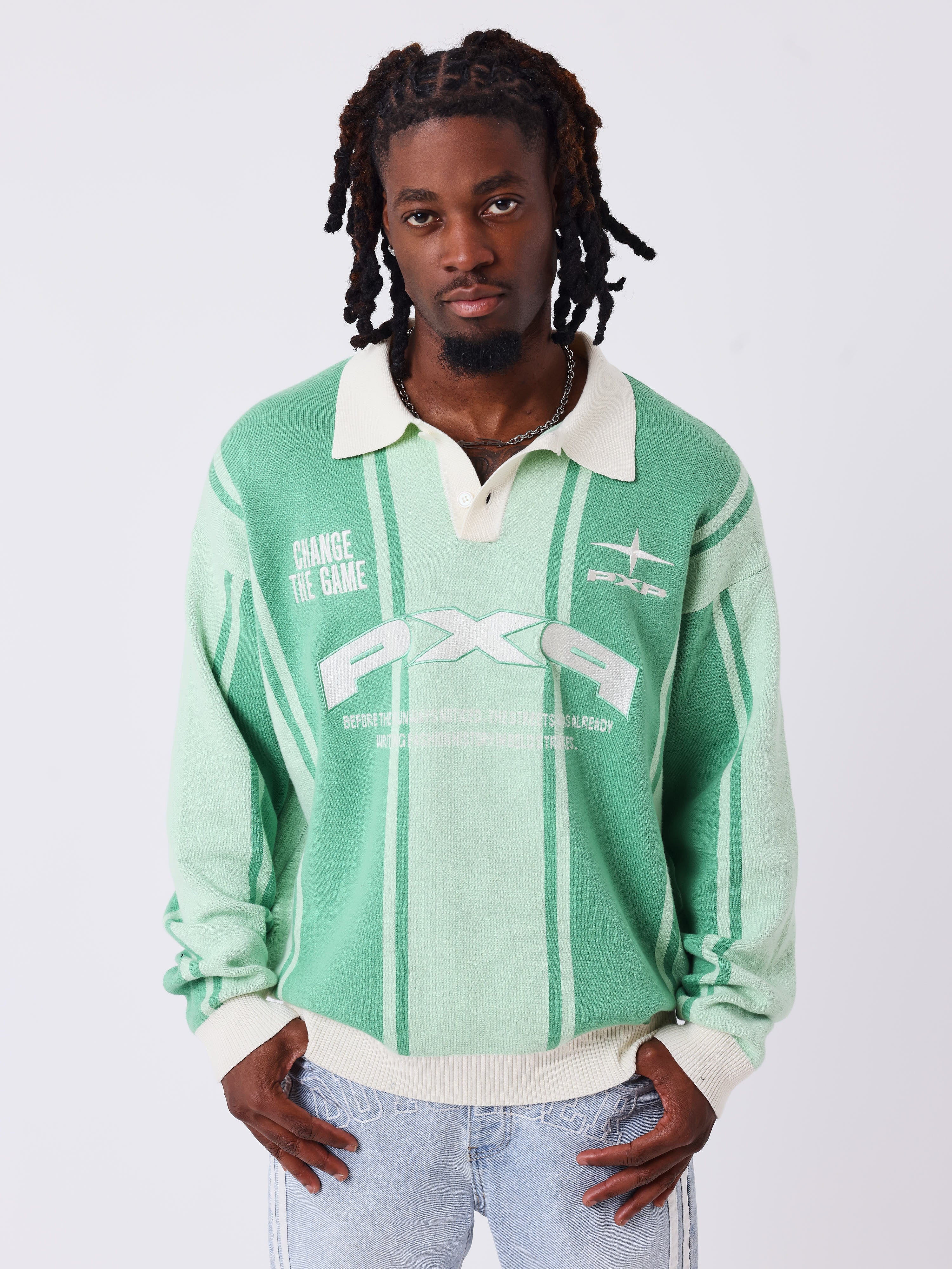 Pulover polo din tricot jacquard Matchday-1