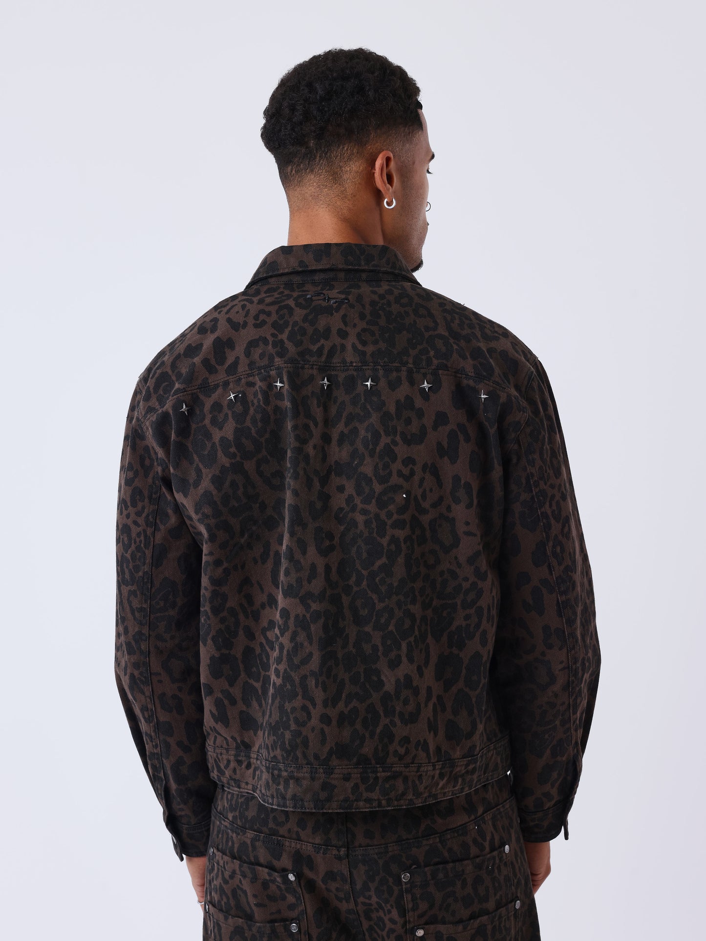Veste denim léopard
