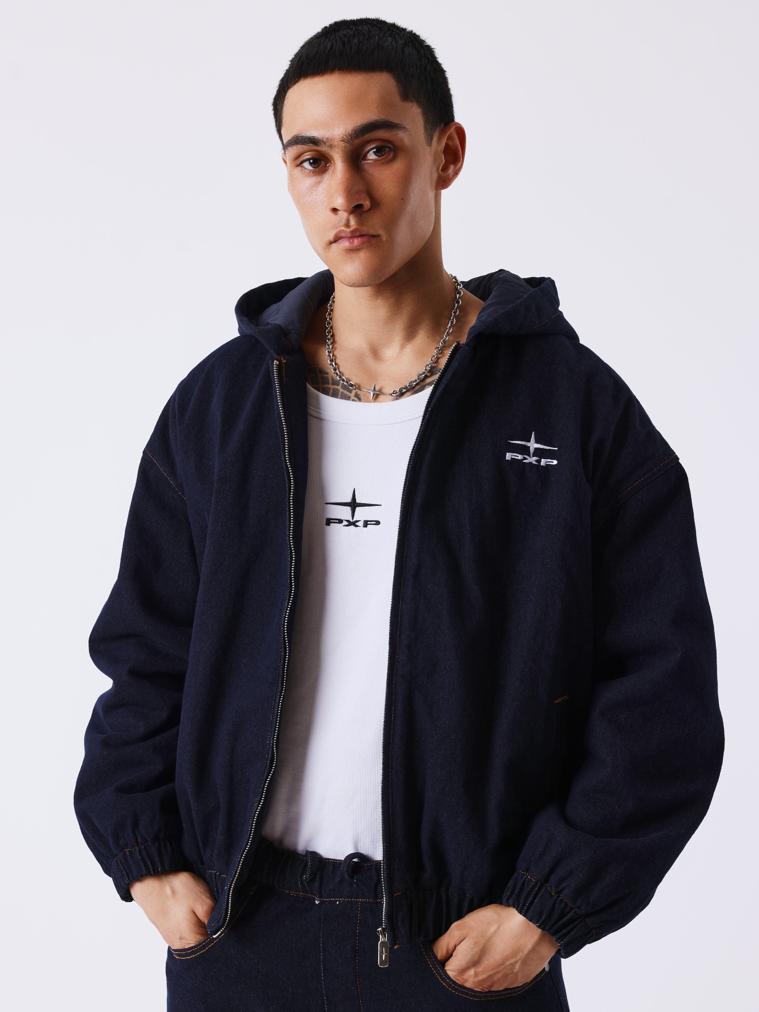 Veste à capuch en denim snow-1