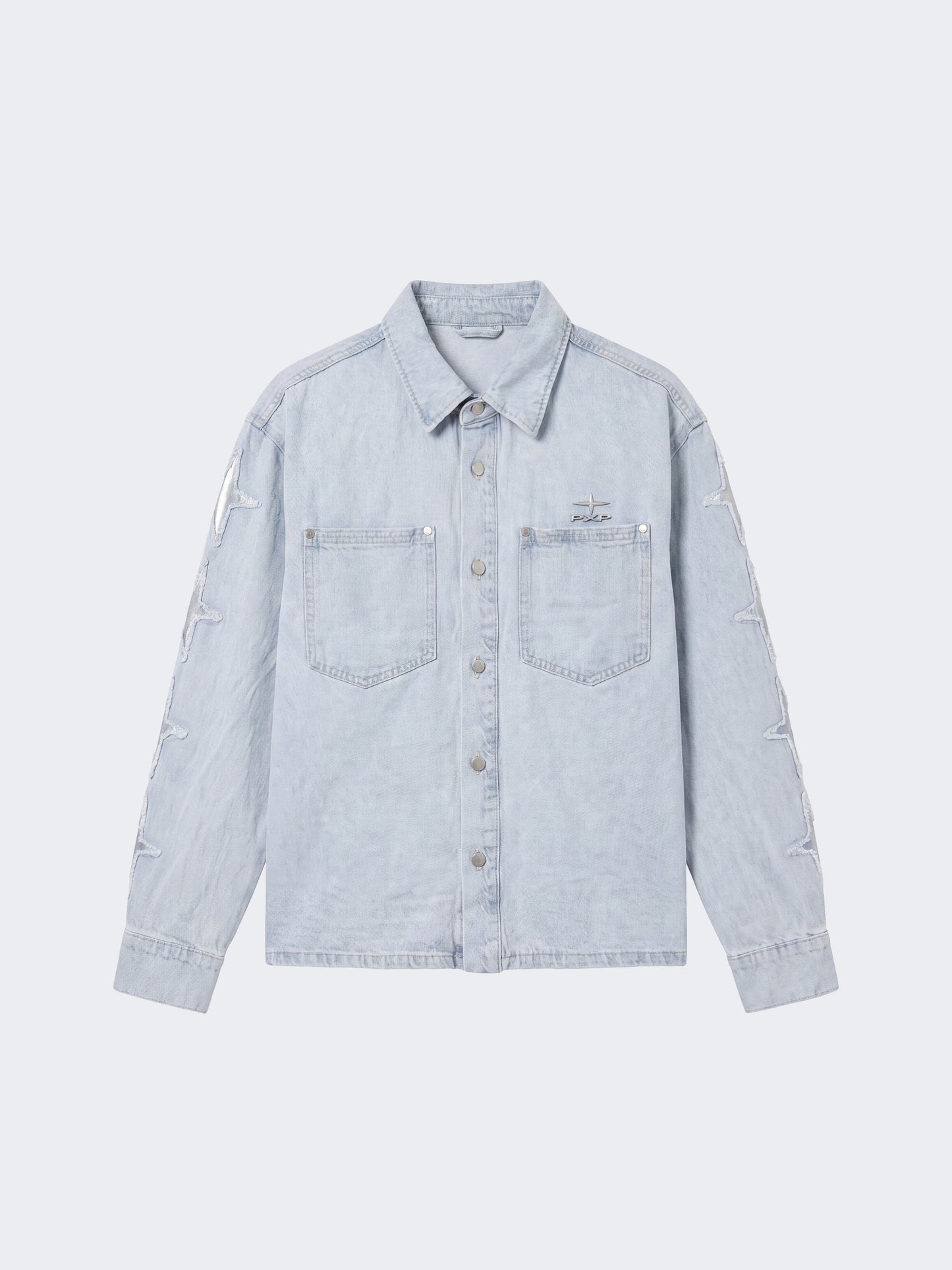 Denim overshirt met Polaris inzetstukken