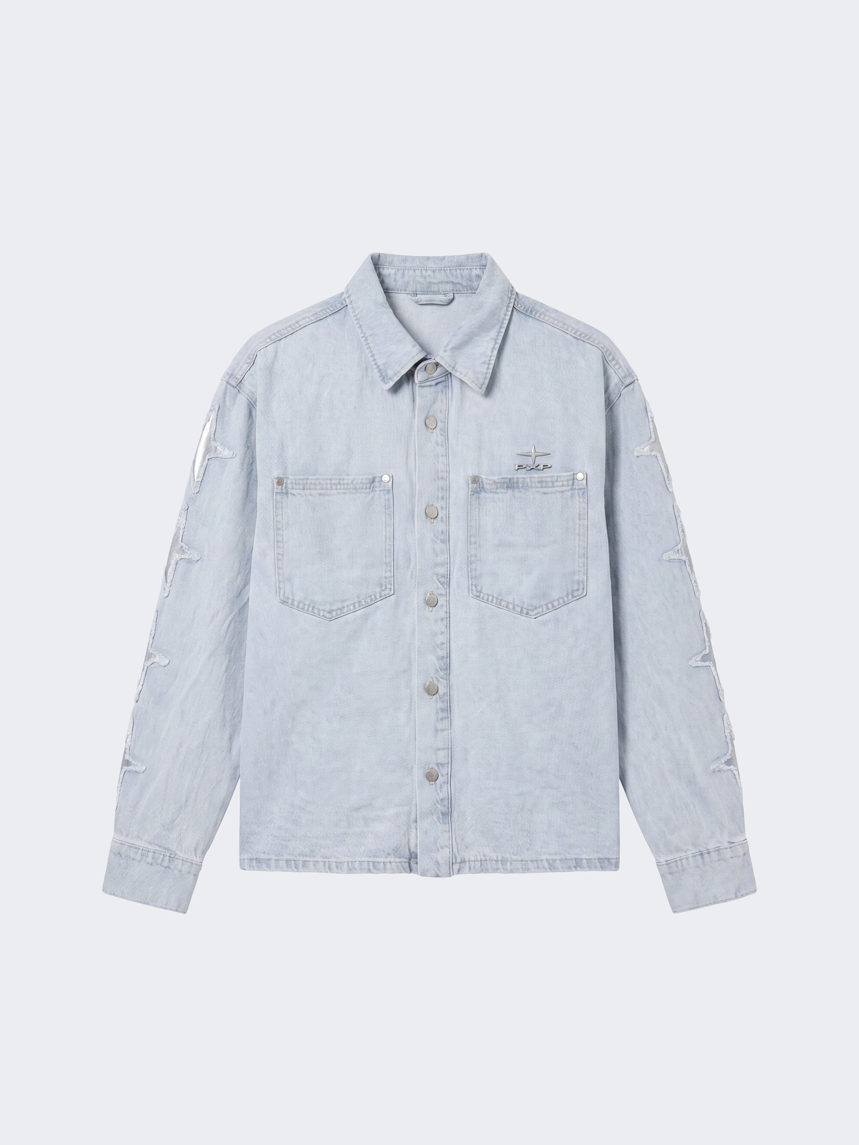 Denim overshirt met Polaris inzetstukken-6