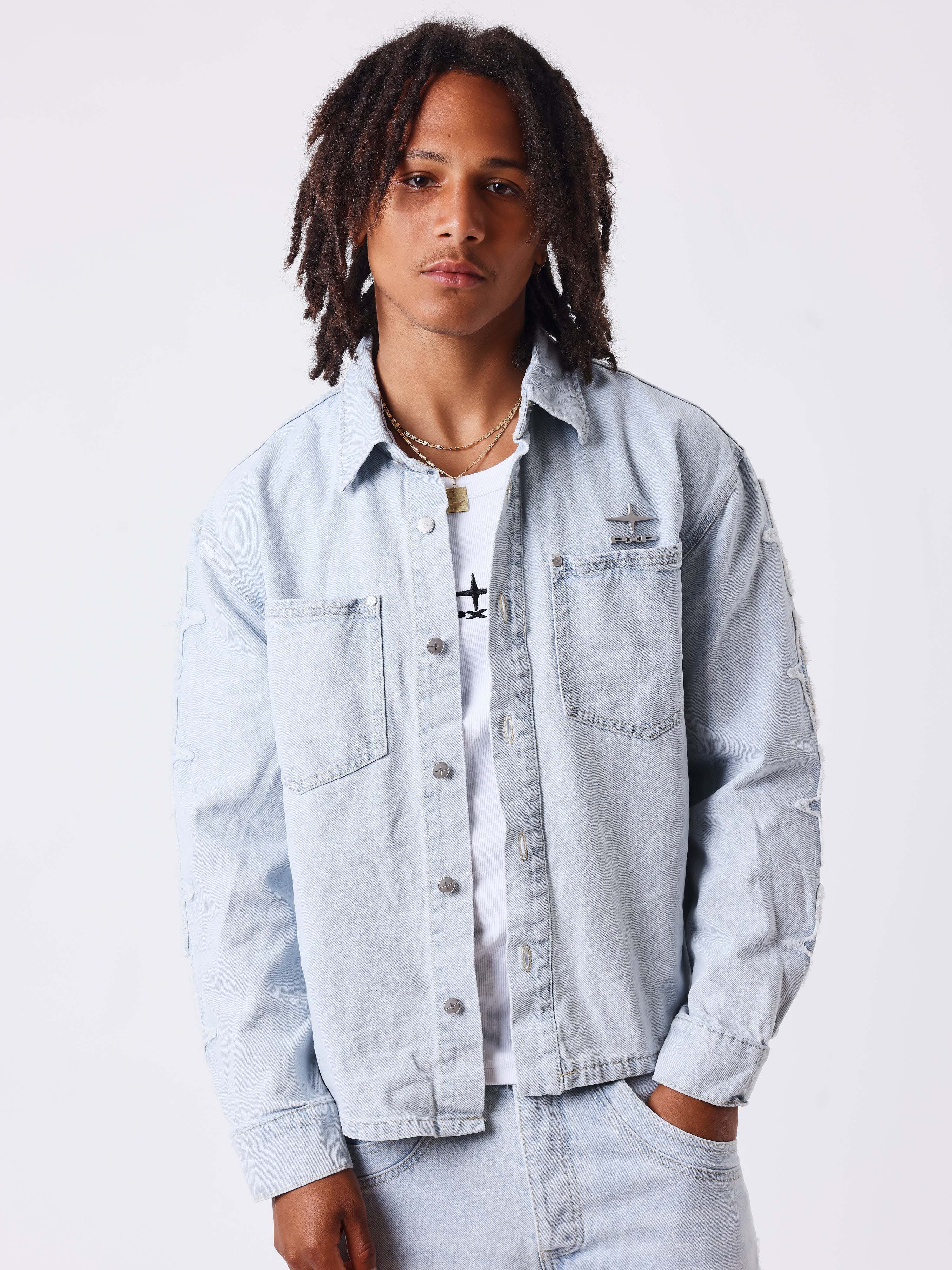 Denim overshirt met Polaris inzetstukken-1