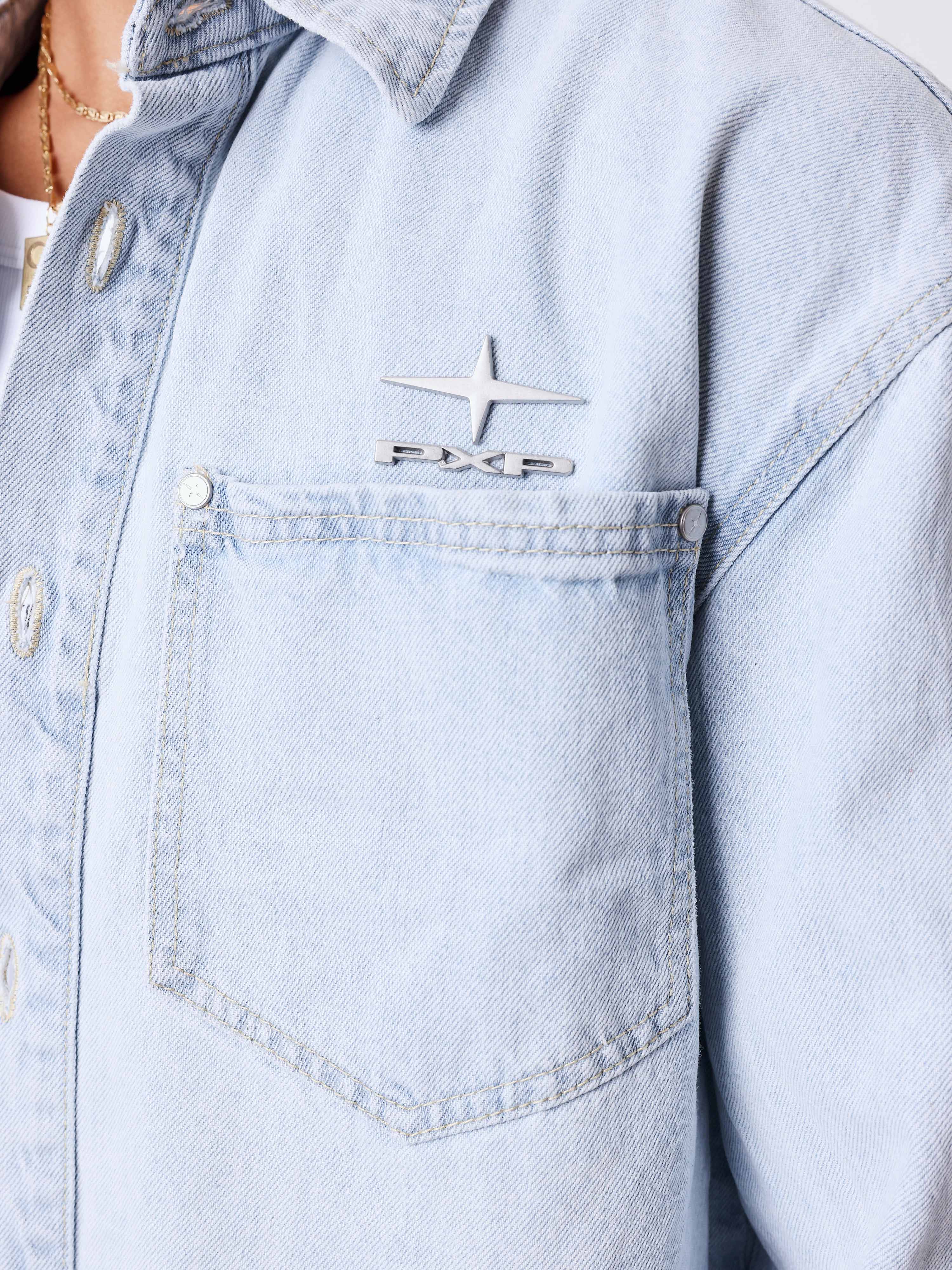 Denim overshirt met Polaris inzetstukken-3