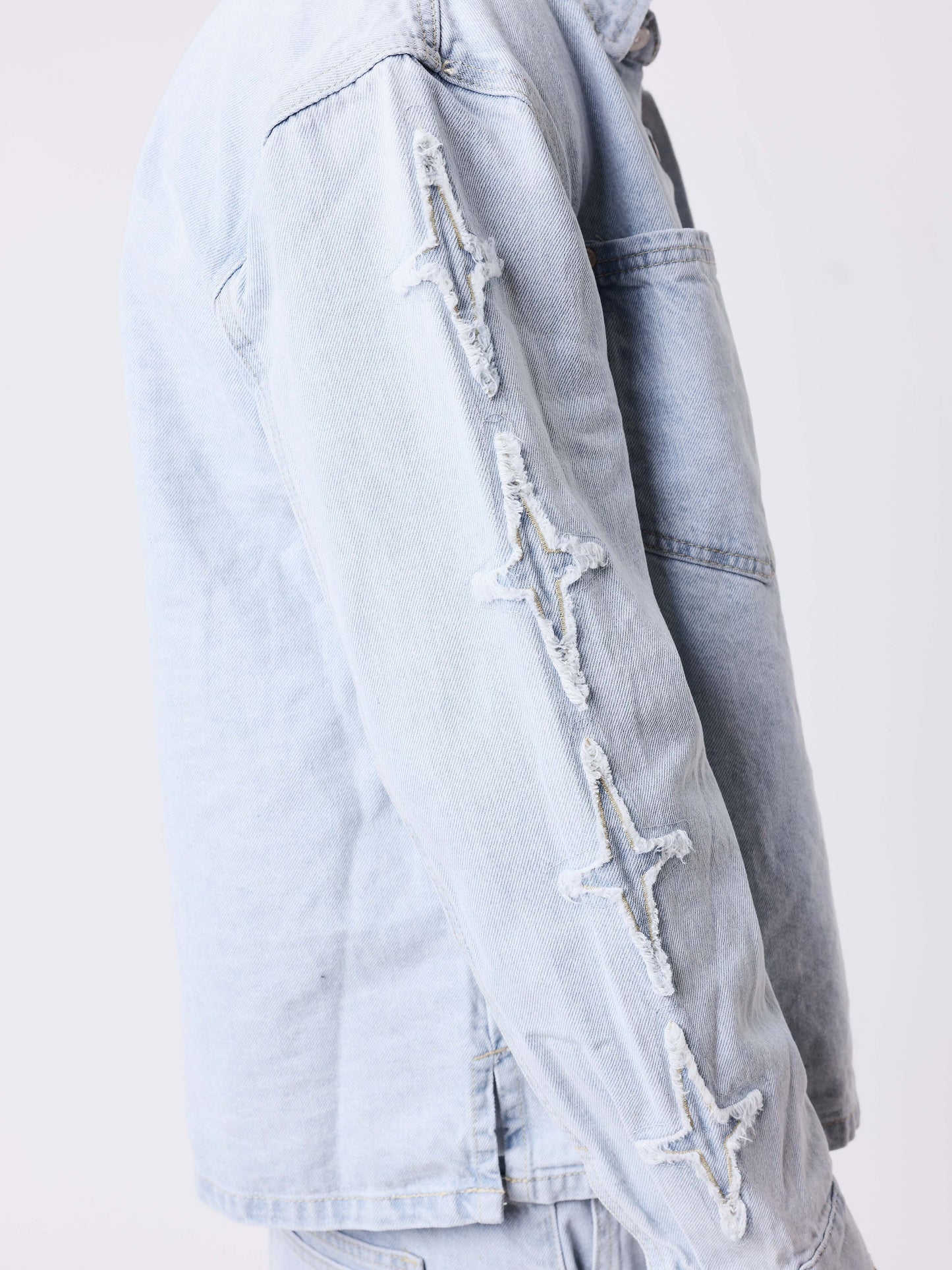 Denim overshirt met Polaris inzetstukken