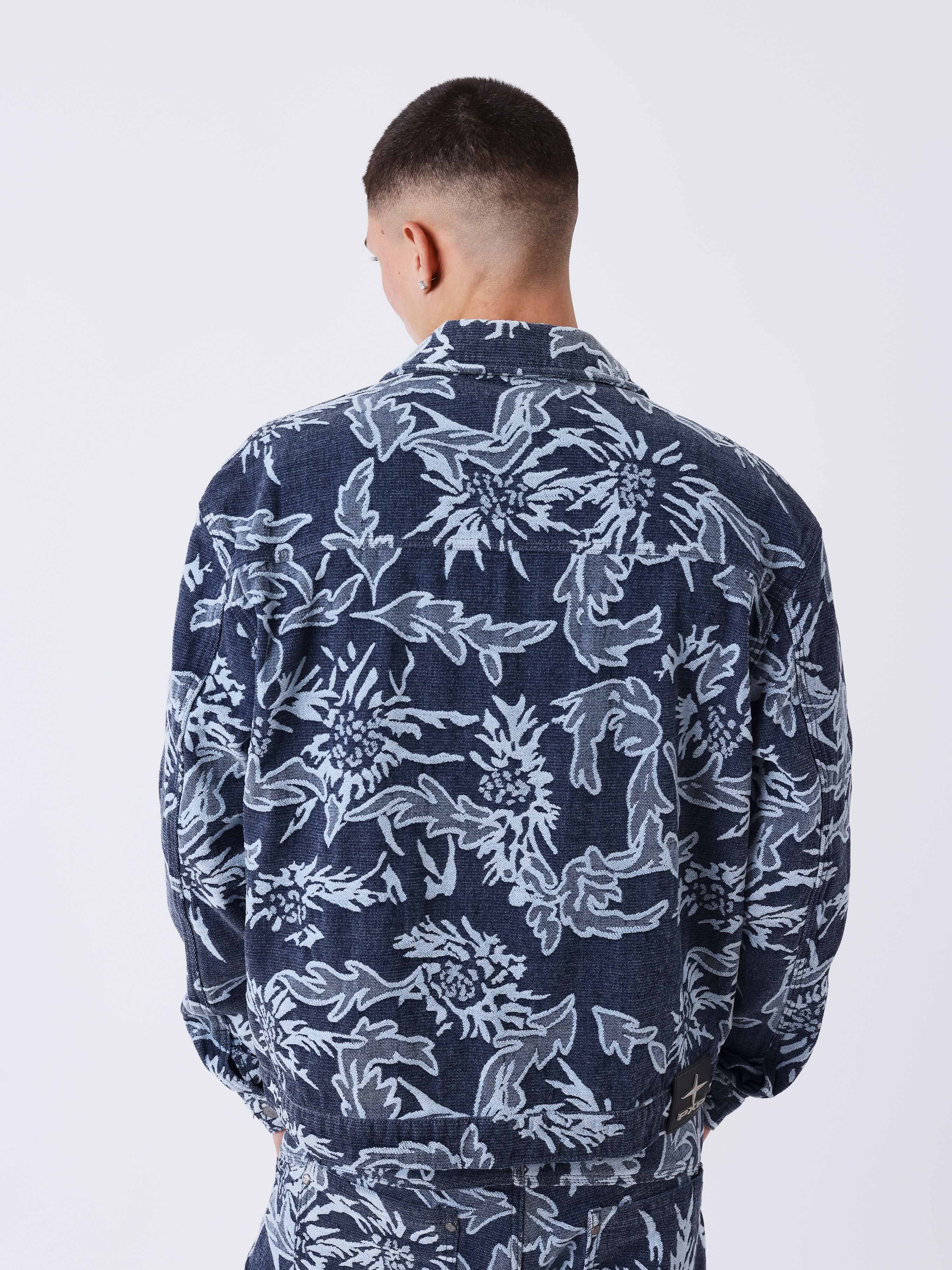Floral jacquard denim jacket-2