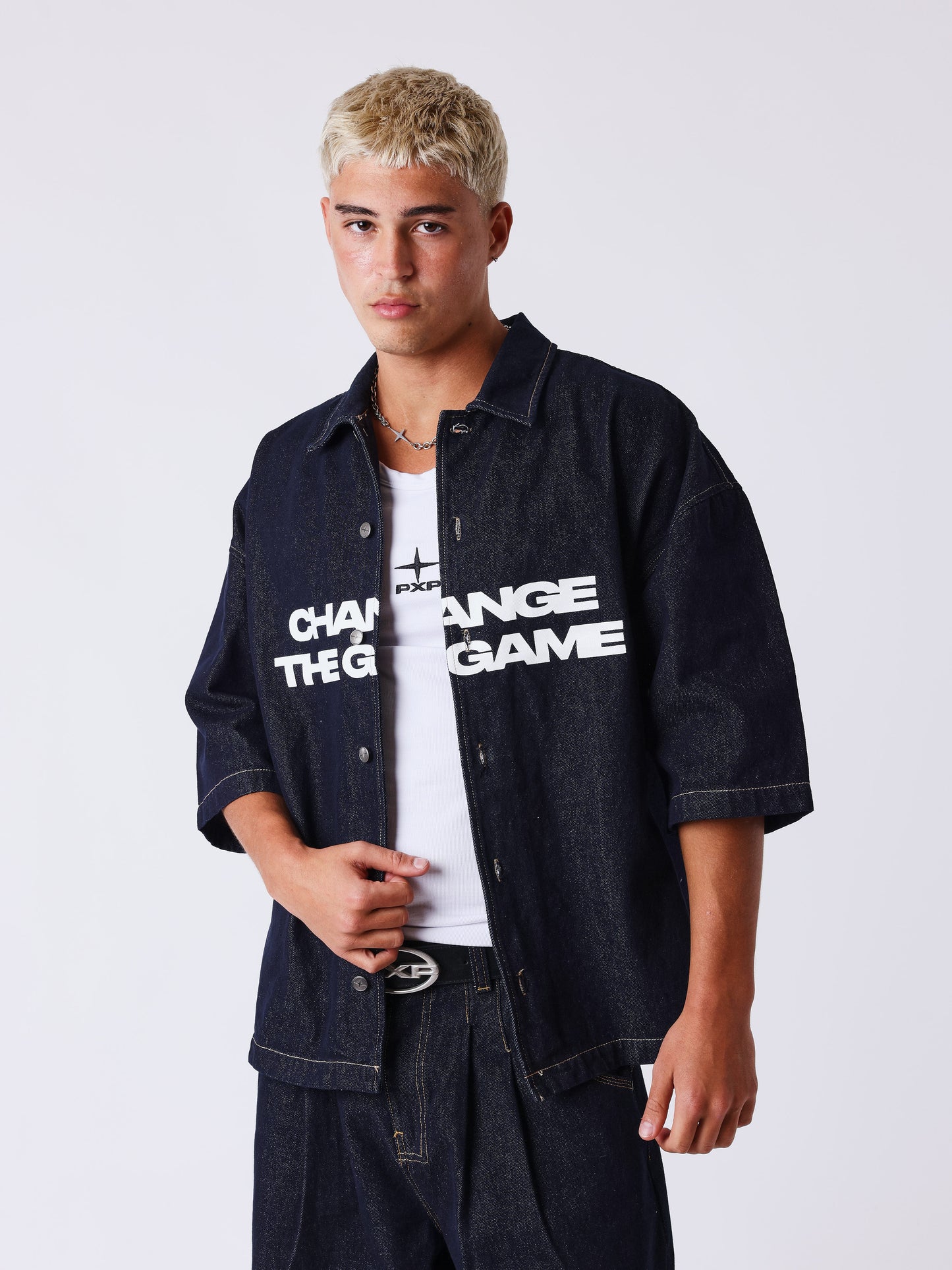 Kortermet denimskjorte Classy