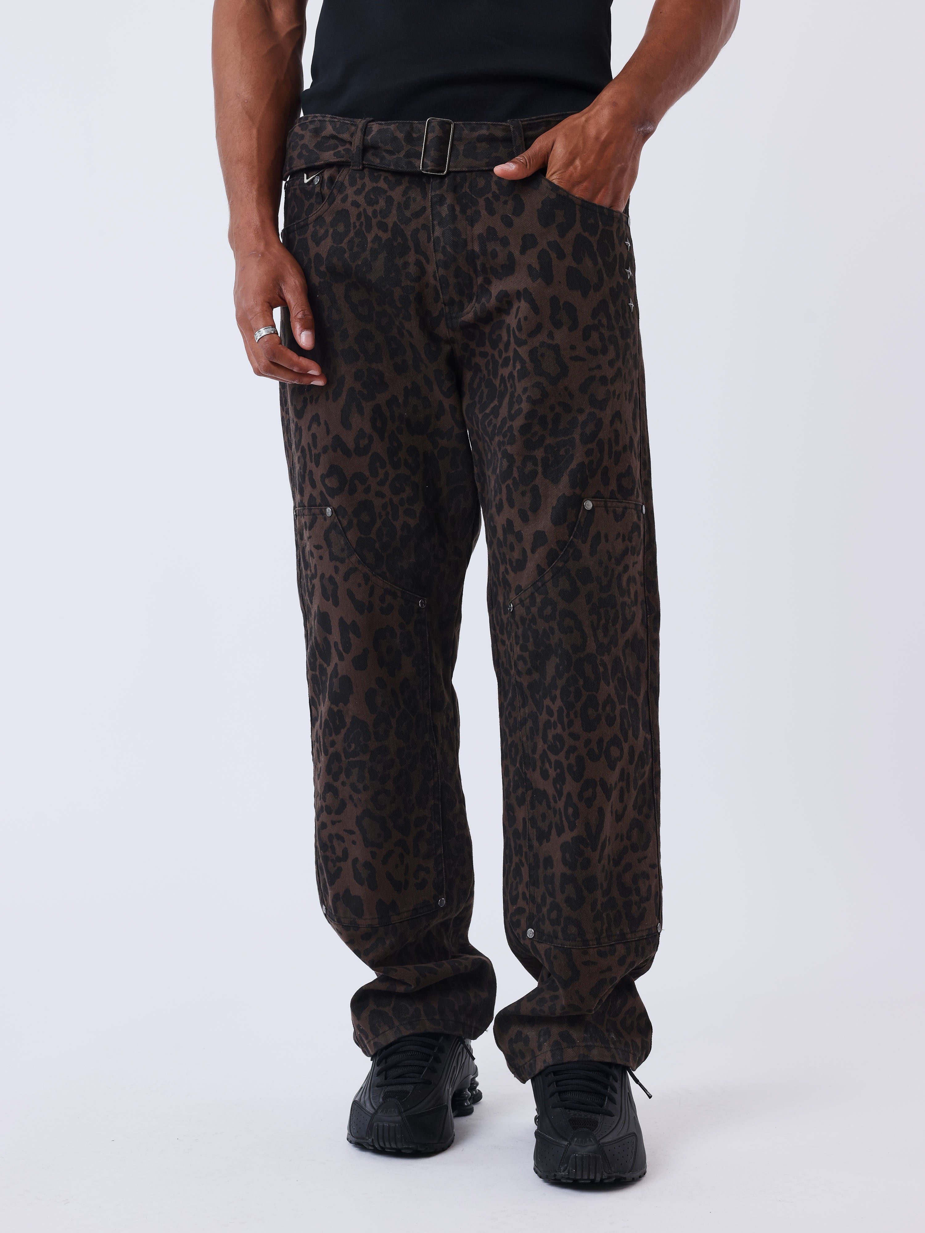 Leopard print denim carpenter style bukser-3