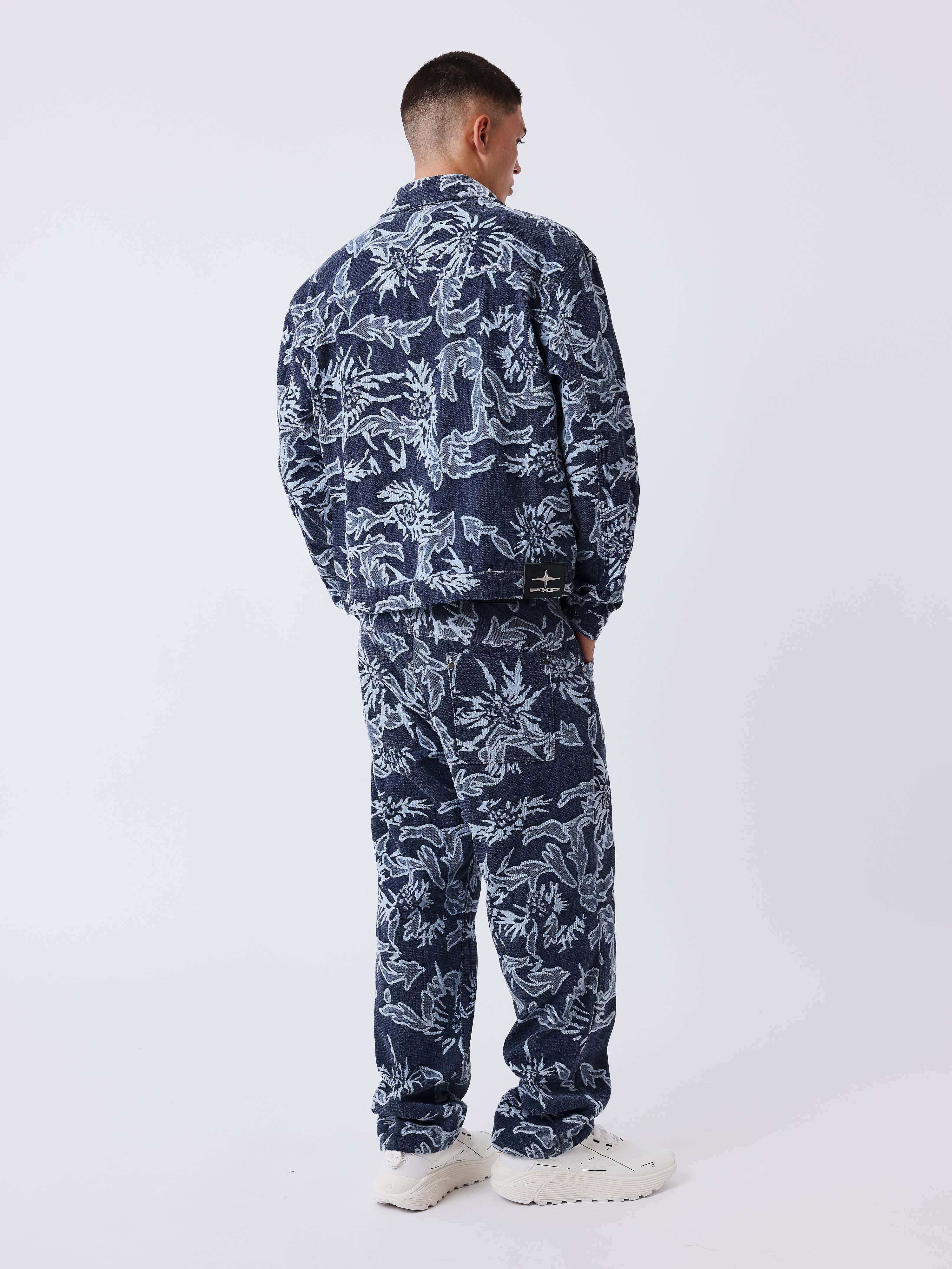Pantalón de denim jacquard floral-2