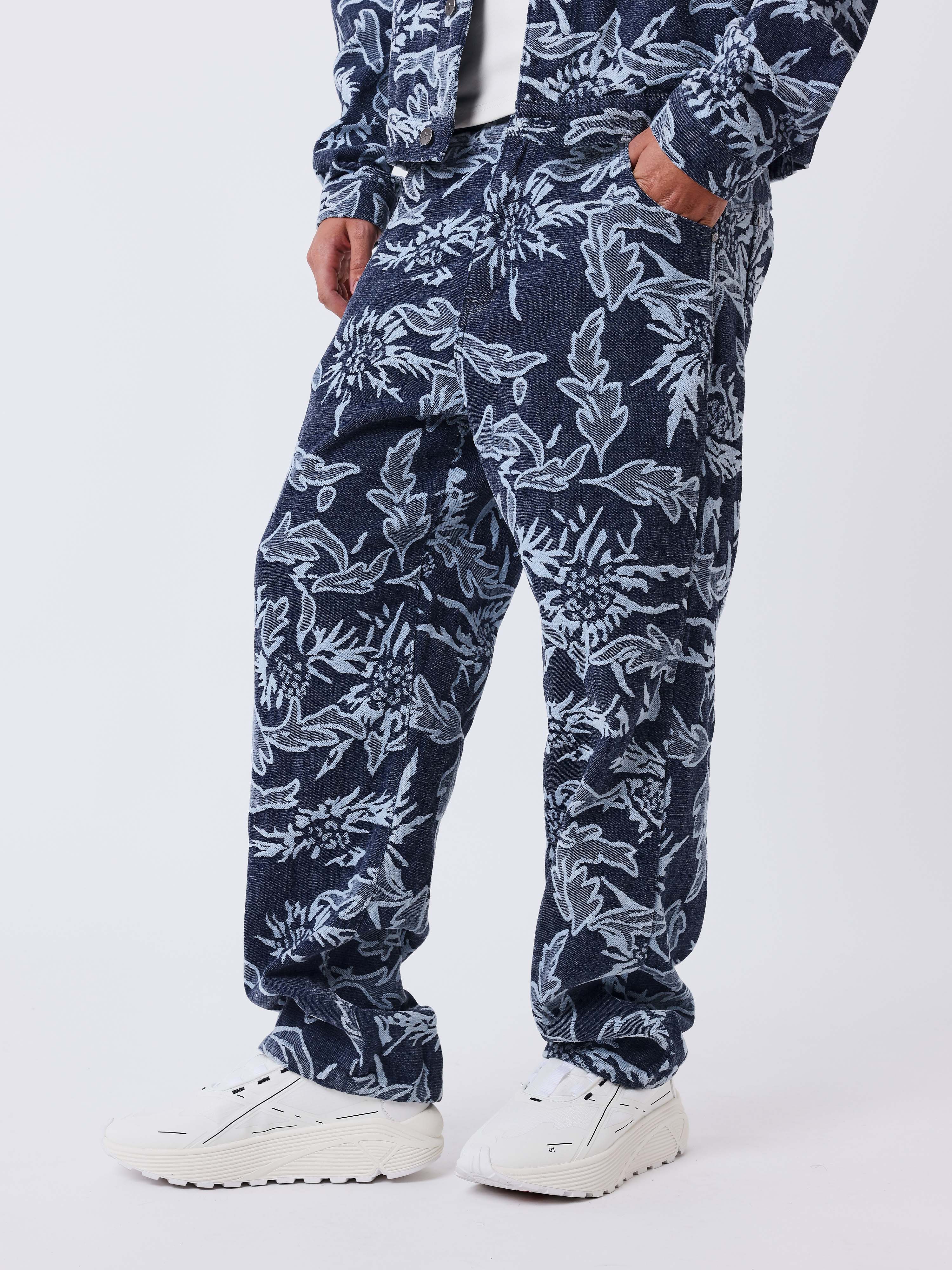 Pantalón de denim jacquard floral-3