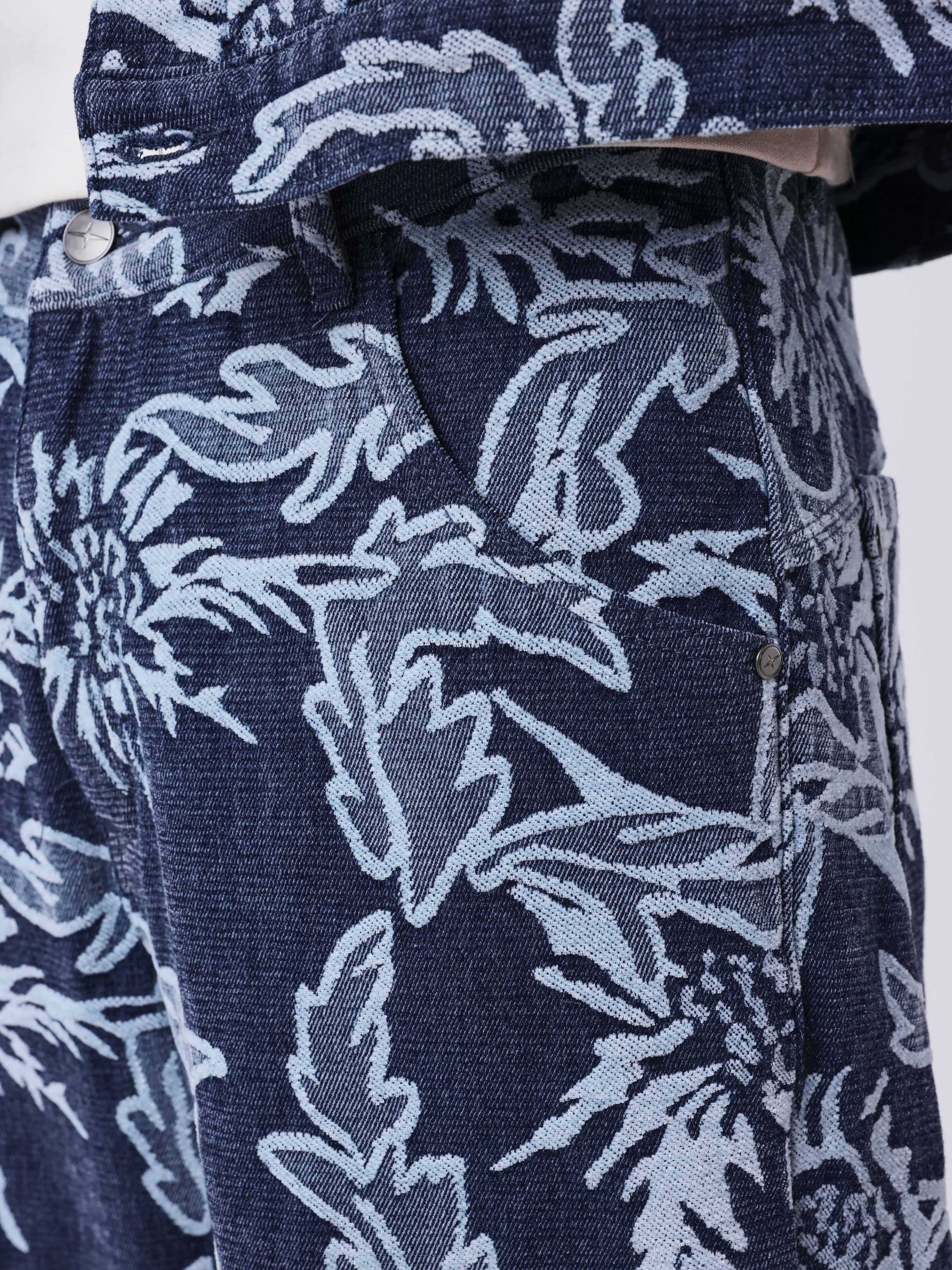 Pantalón de denim jacquard floral-4