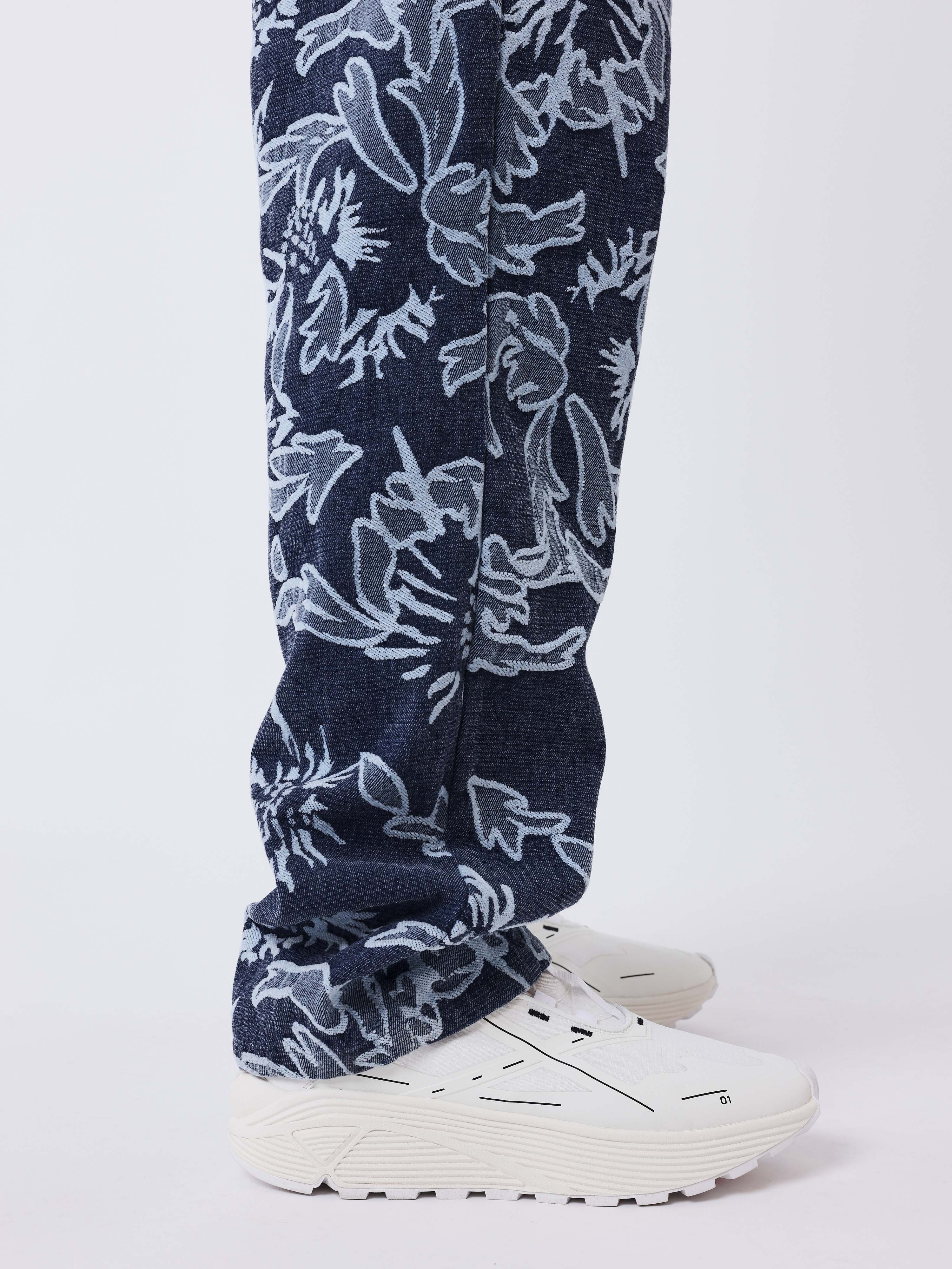 Pantalón de denim jacquard floral-5