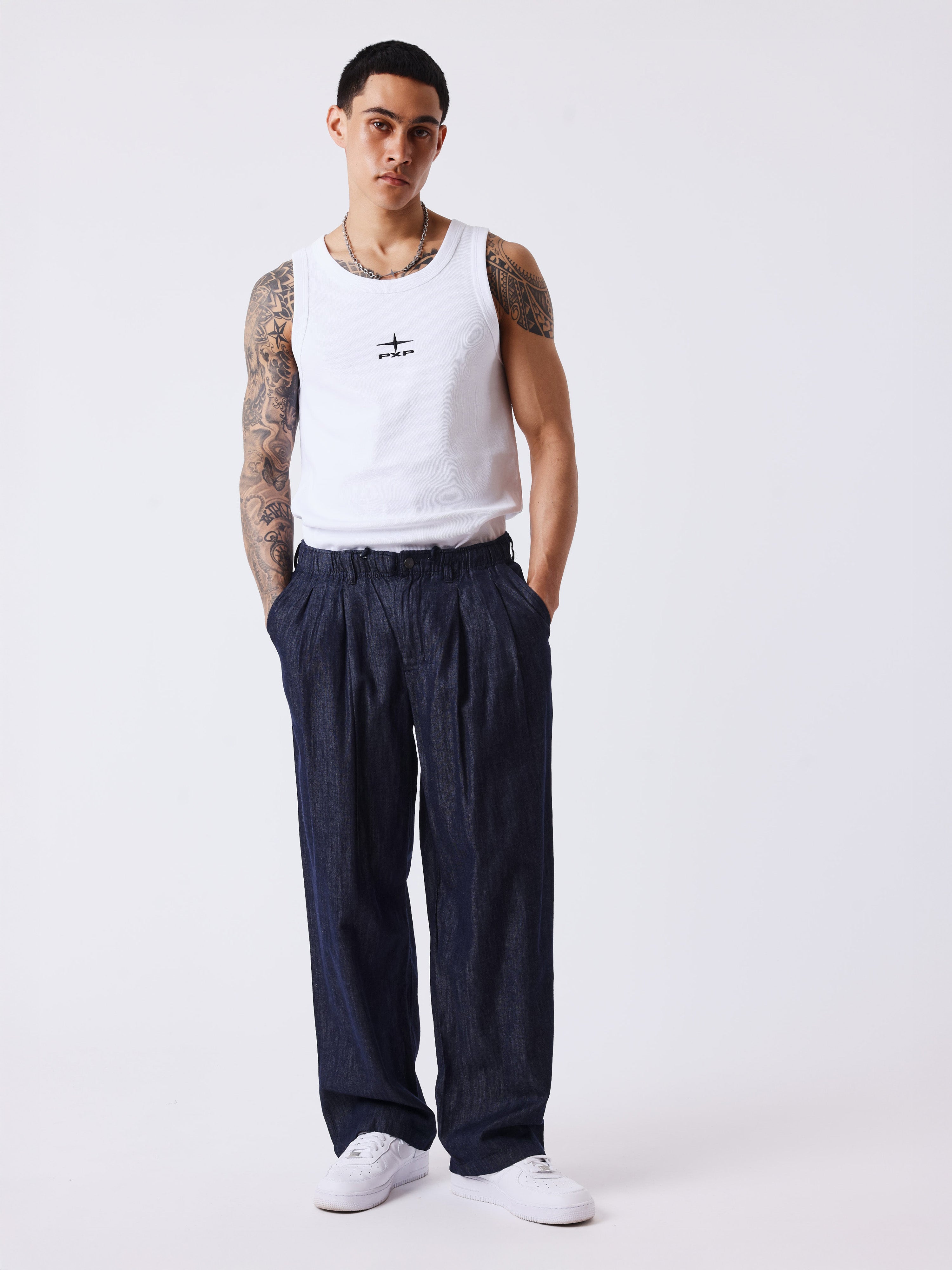 Herrenhose mit Bundfalten und elastischem Bund-1