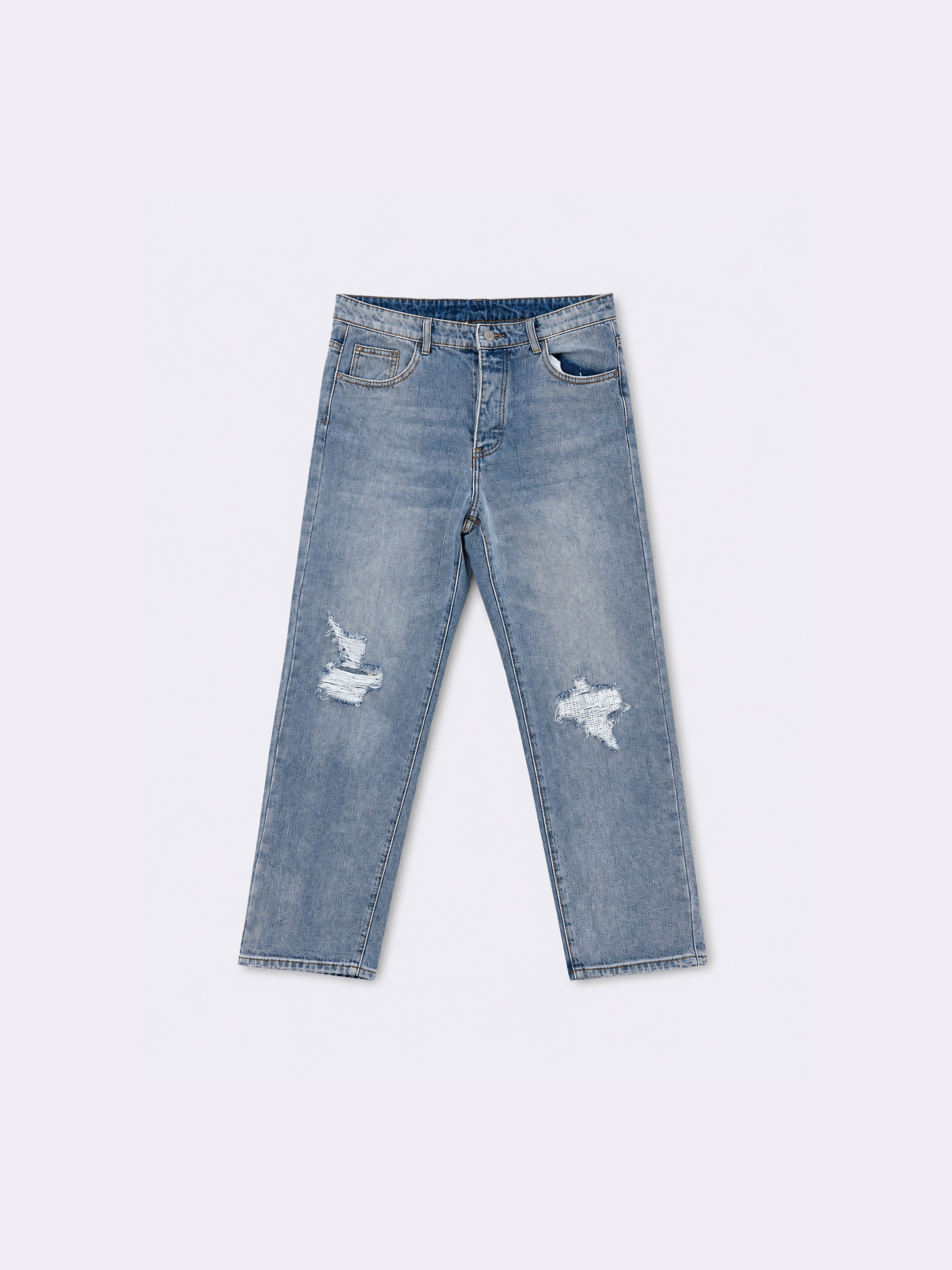 Calça jeans com detalhes rasgados-1