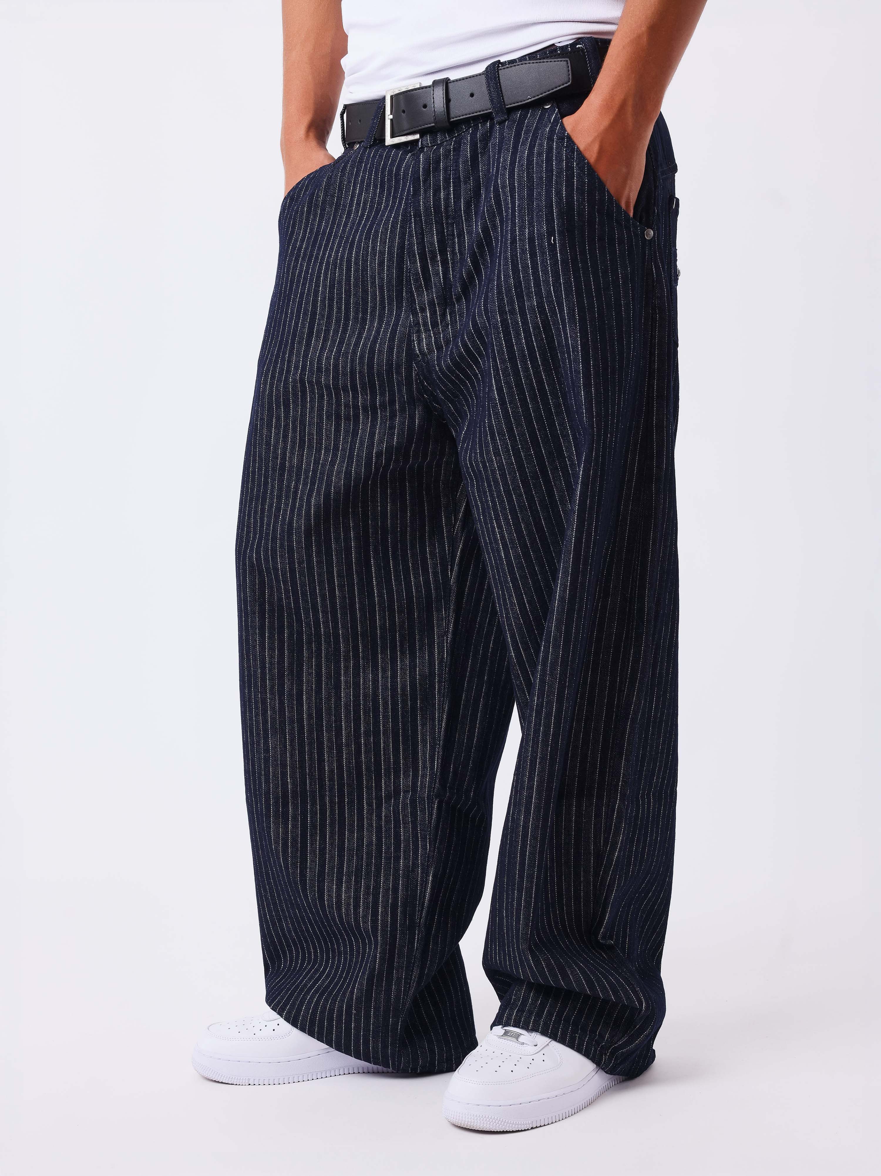 Stripet barrel jeans-3