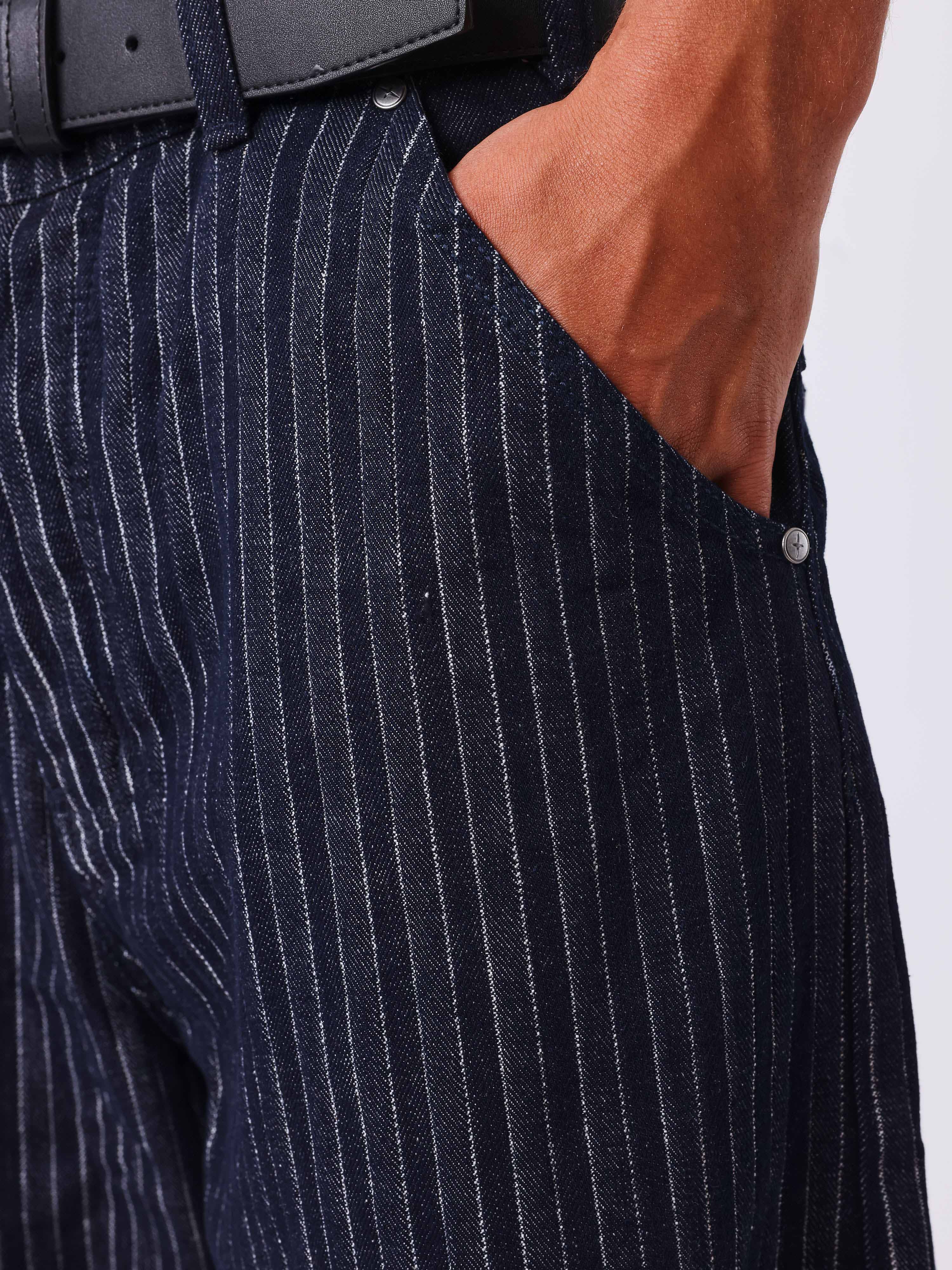 Stripet barrel jeans-5