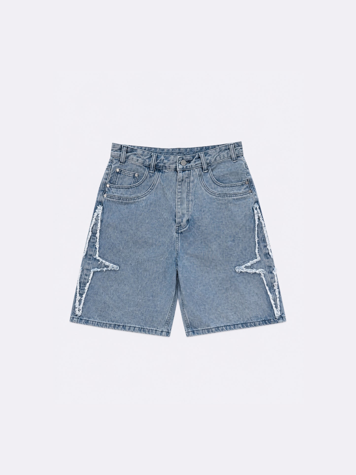 Short Denim mit ausgefransten Details PXP