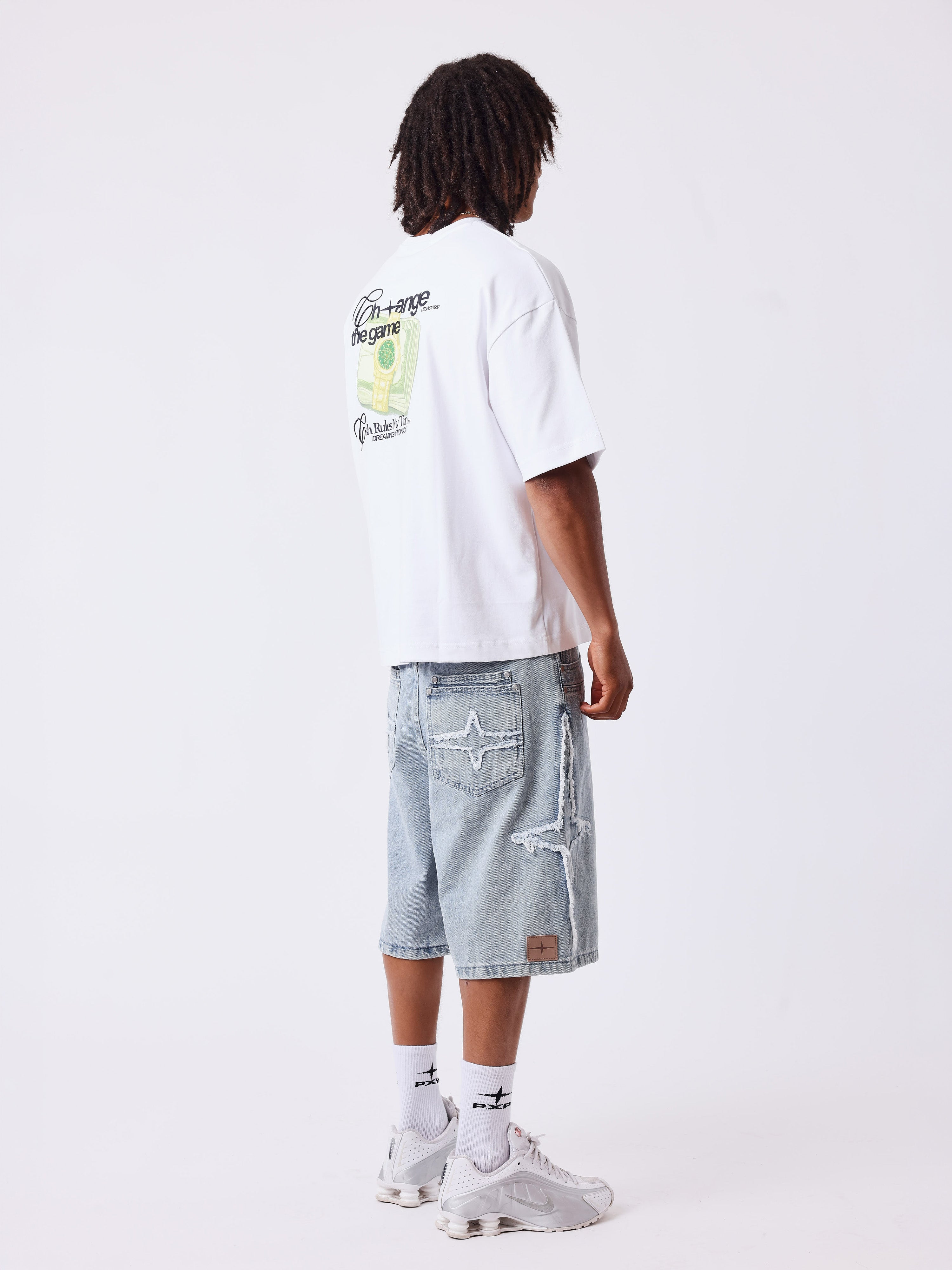 Short denim com detalhes desfiados PXP-2