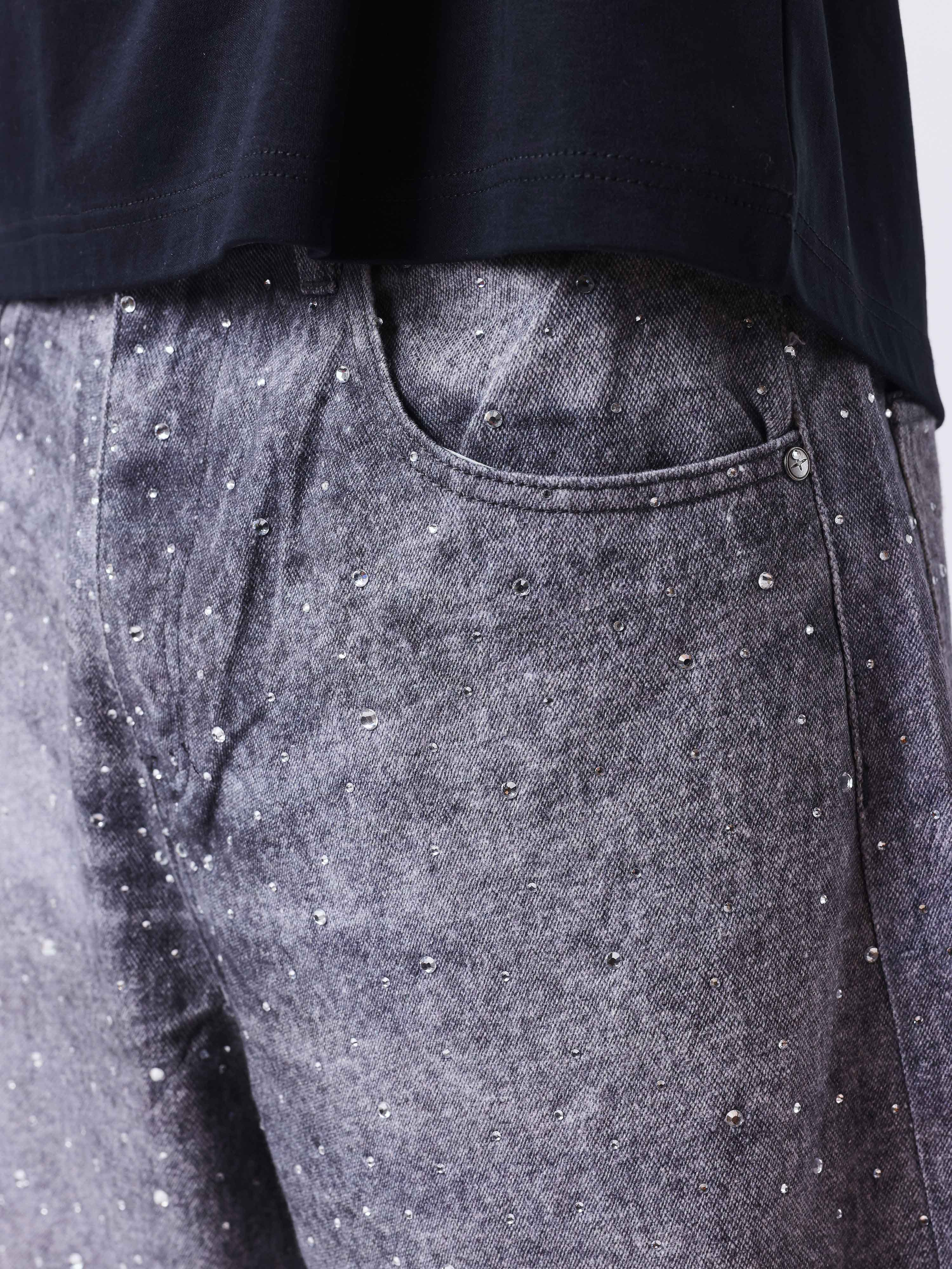 Denim bermuda med strass-5