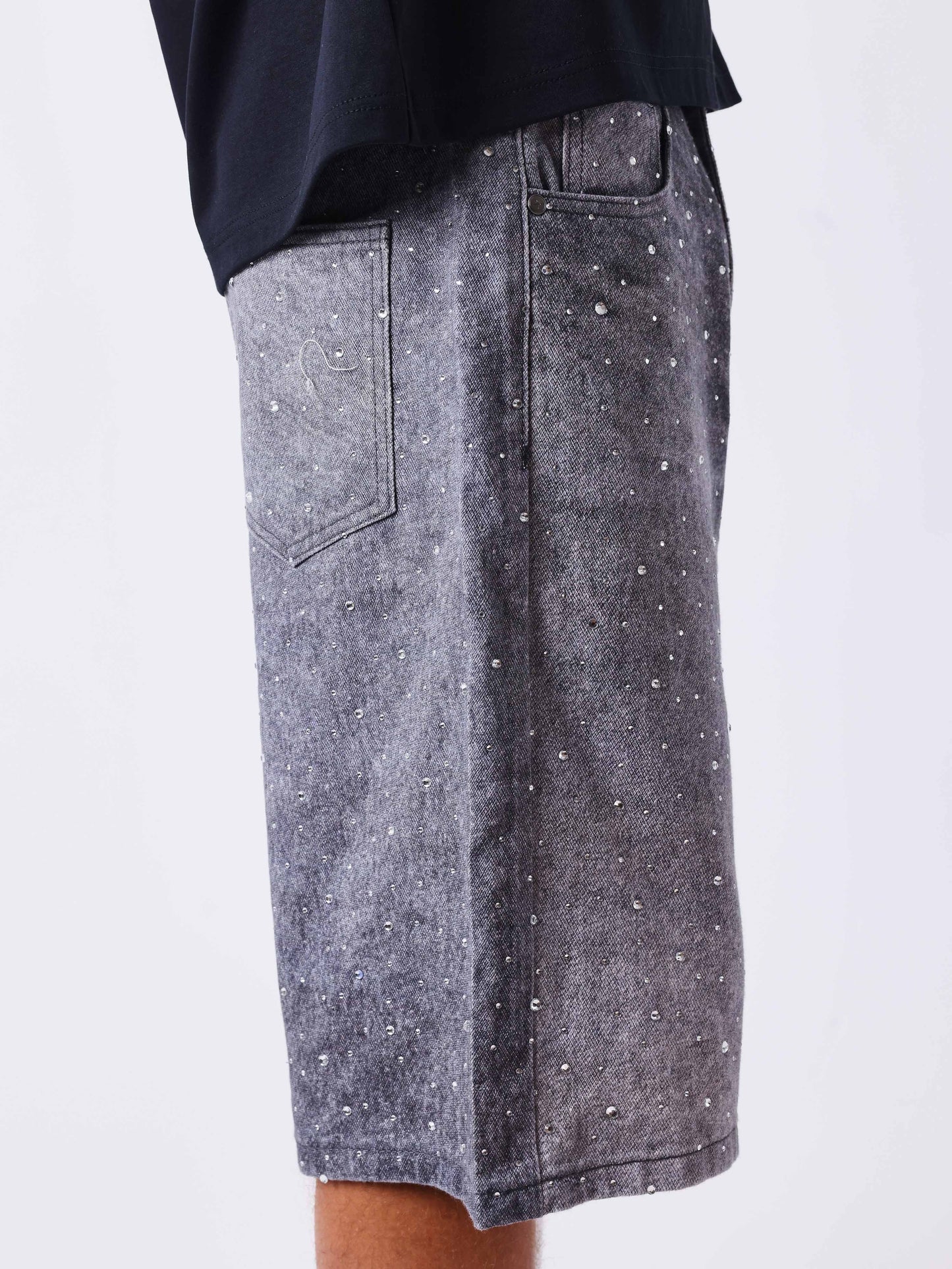 Denim bermuda med strass