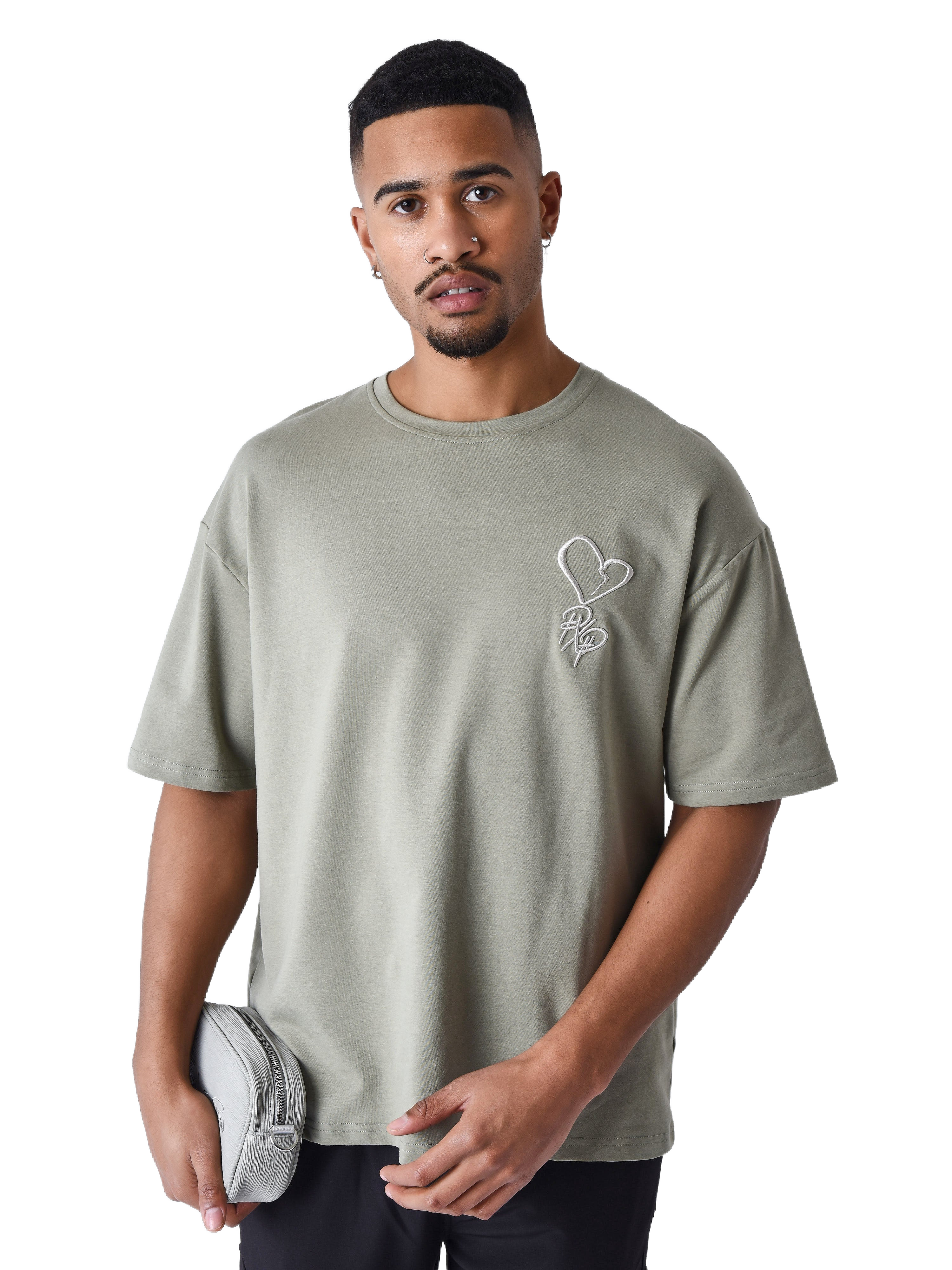 Street geborduurd hart T-shirt-3
