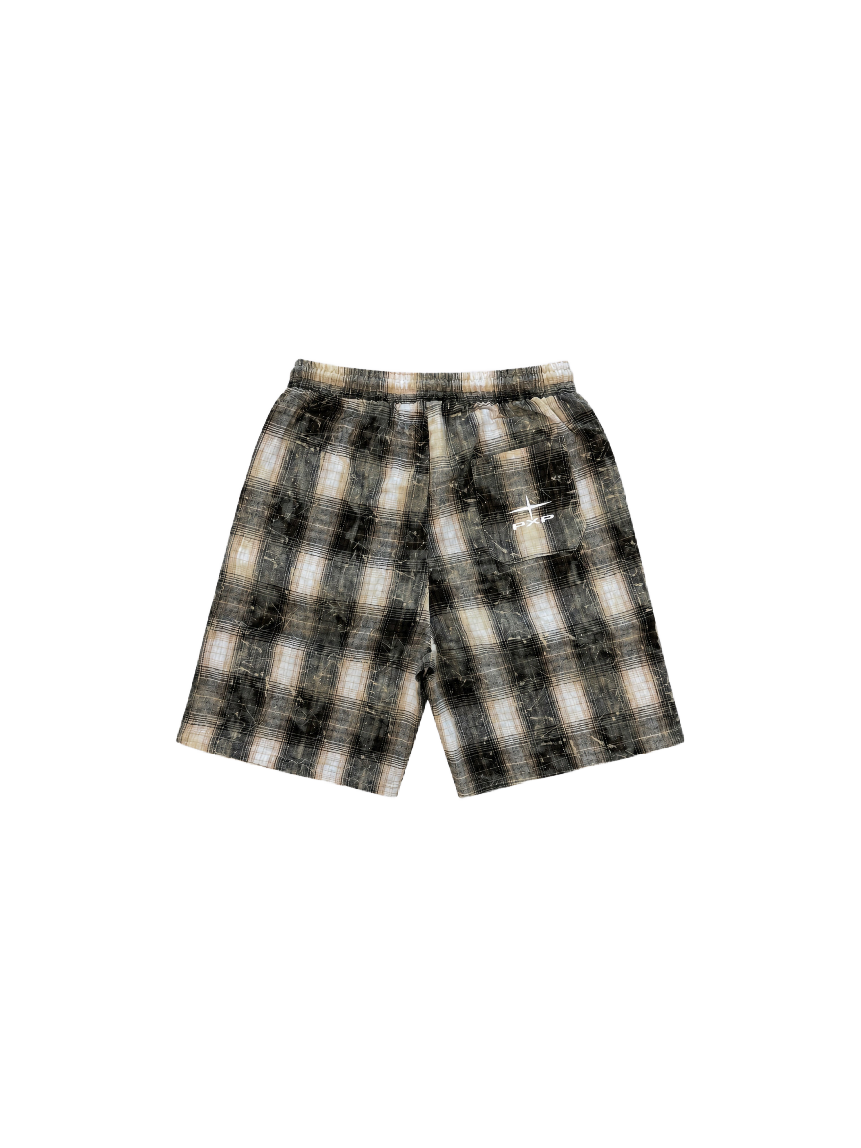 Men's checkered patterned shorts with elastic waistband-2