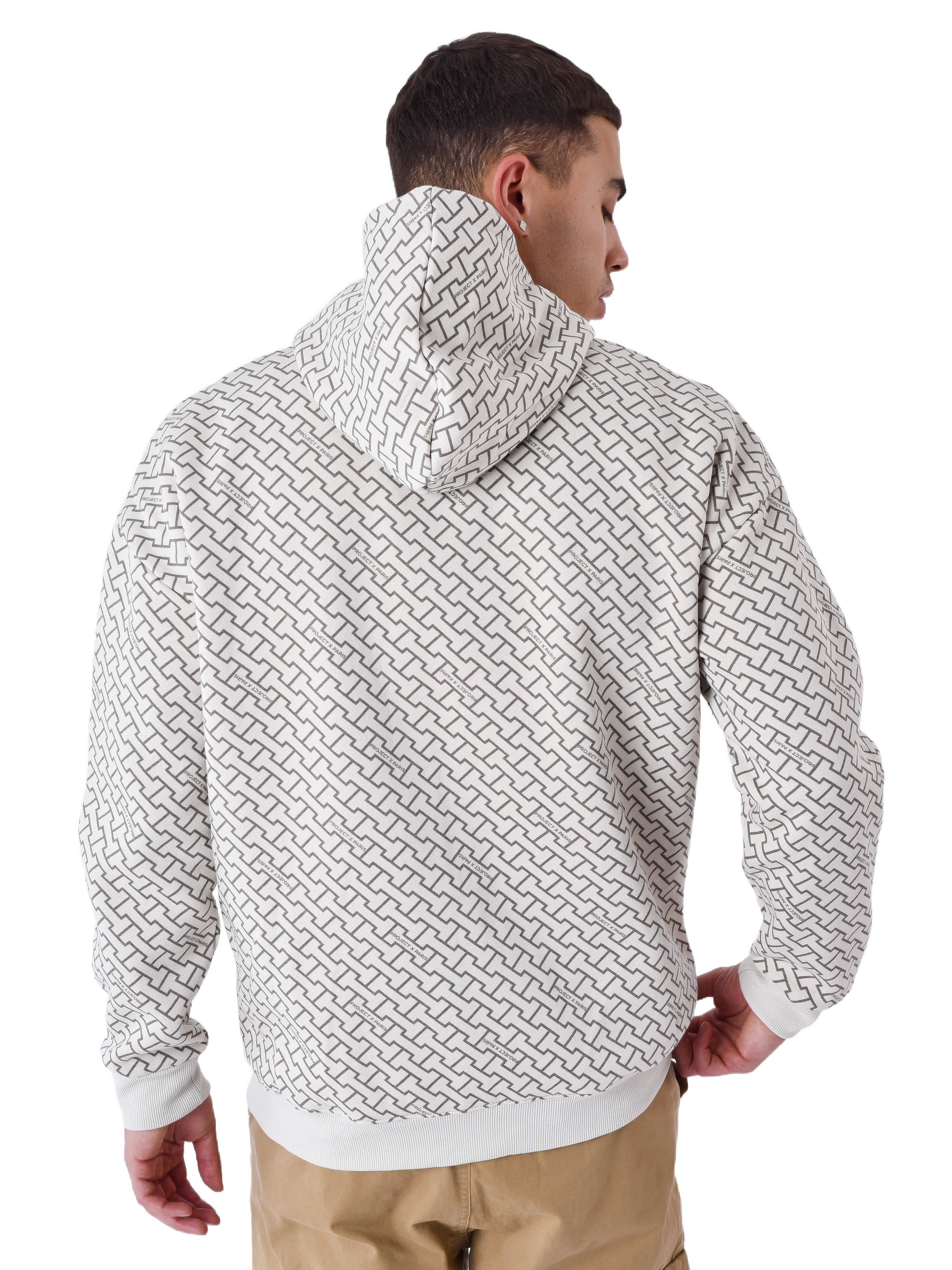 Sweatshirt com Capuz com Zíper e Estampa de Monograma-2