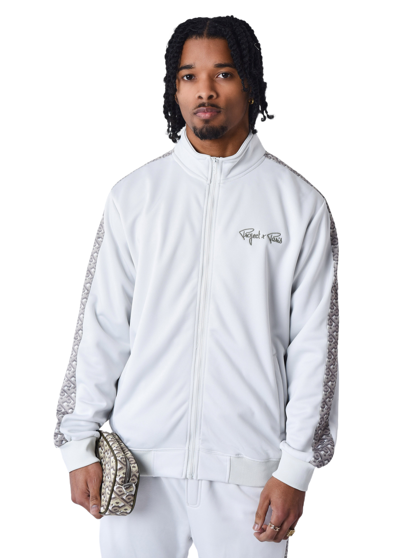 veste-zipper-a-bande-imprime-greige-modelshot
