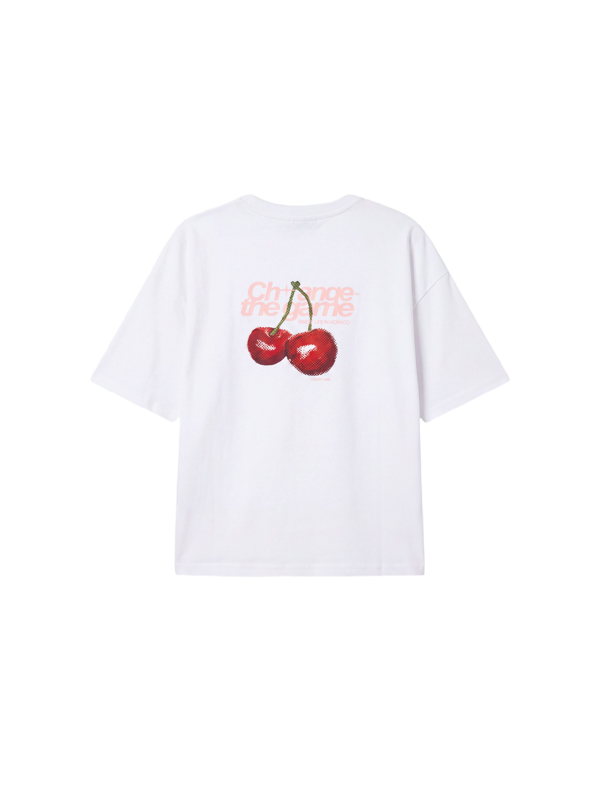 T-shirt met kersenprint voor en achter Wit – 7