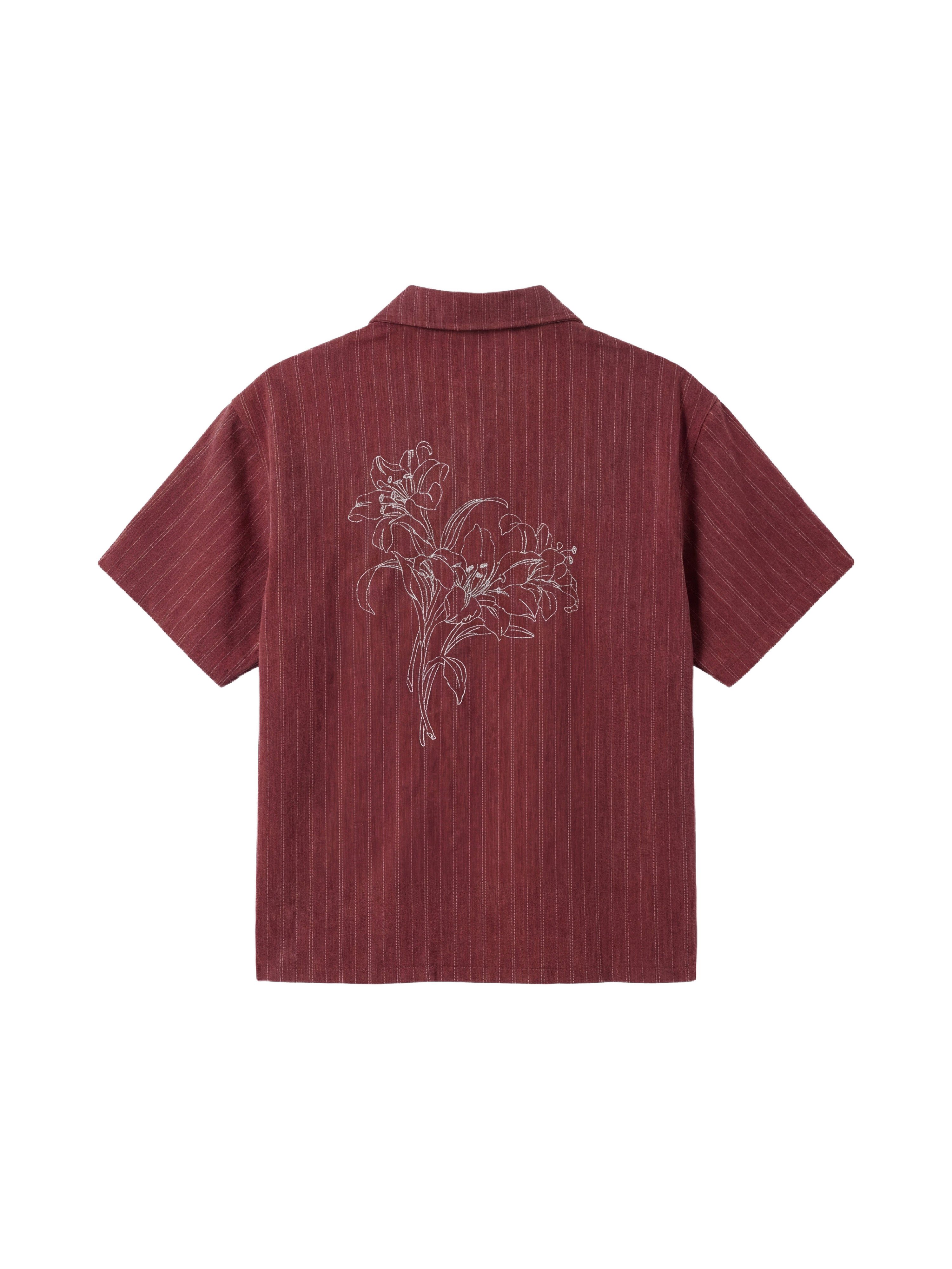 Camisa con estampado de rayas y bordado en la espalda-7