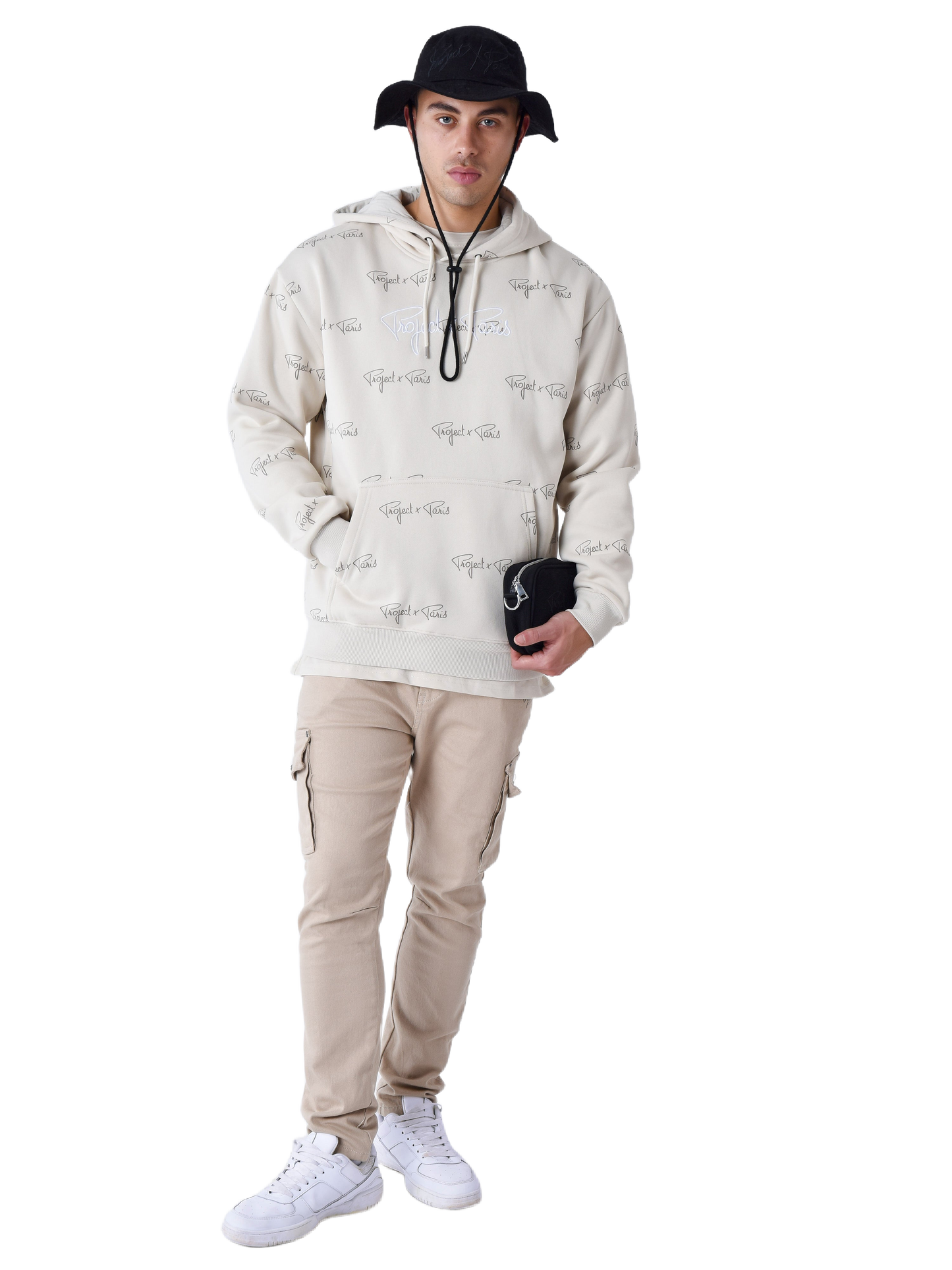 sweat-a-capuche-imprime-signature-all-over-greige