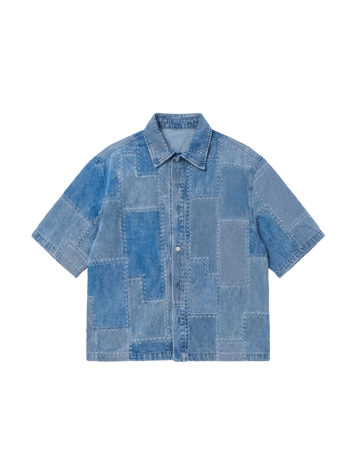 Patchwork Wash Skjorta Blå – 6