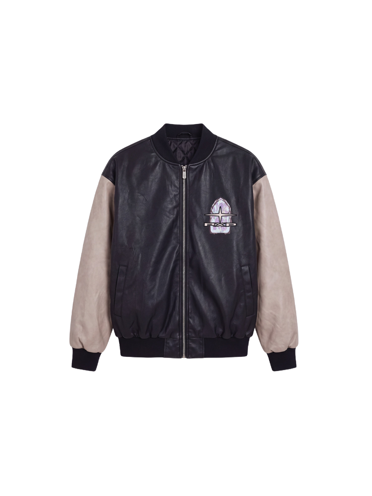 Bomber de cuero sintético con bordado en la espalda Negro – 7