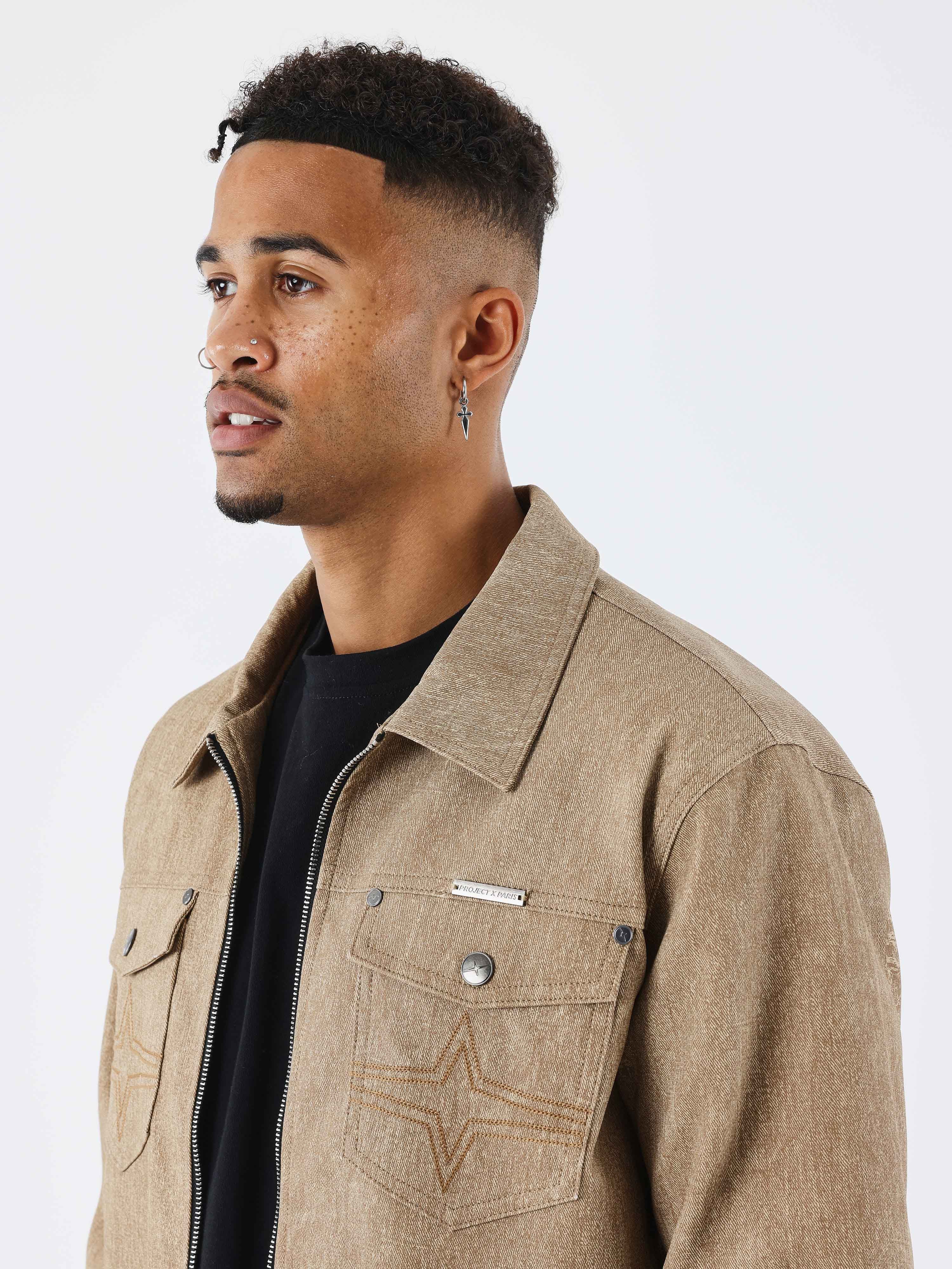 Chaqueta de cuero sintético efecto denim-3