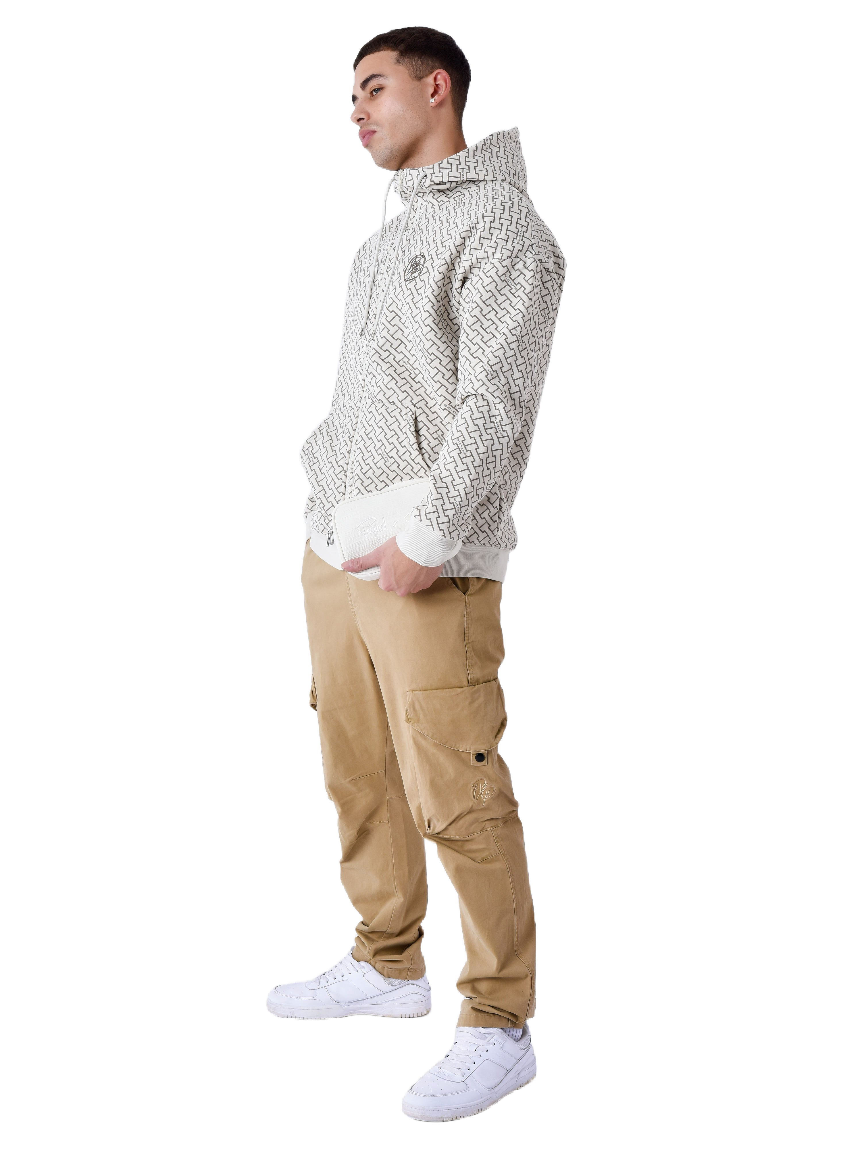 Sweatshirt com Capuz com Zíper e Estampa de Monograma-5