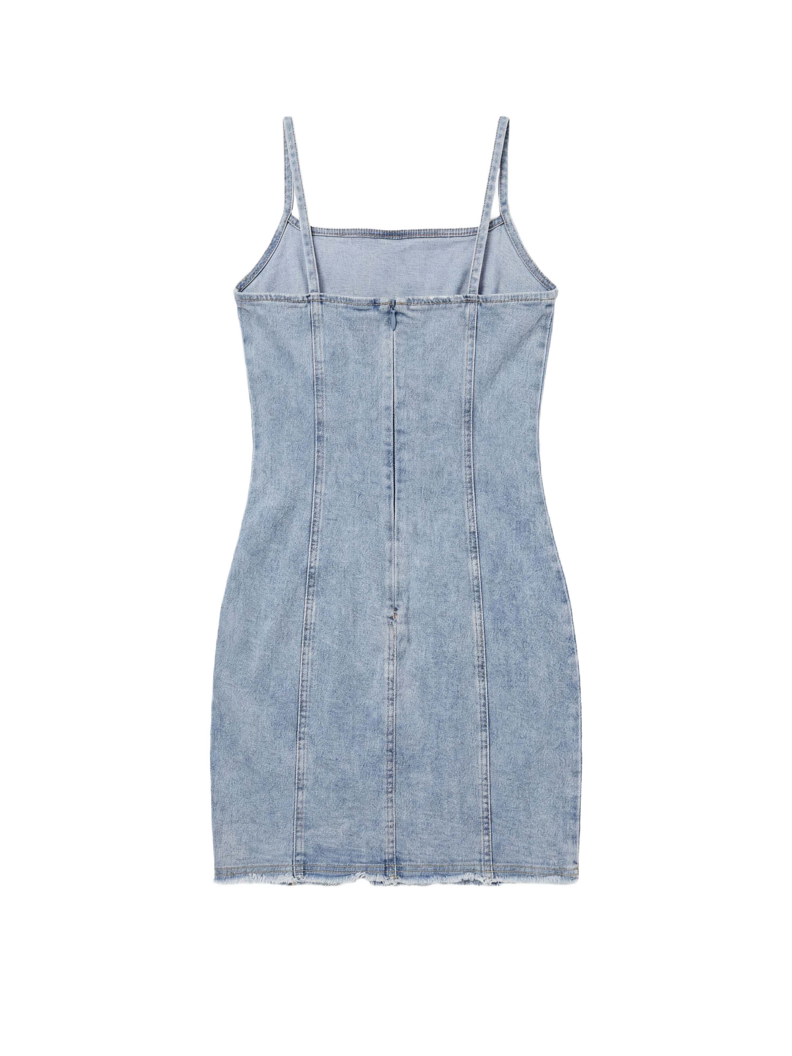 Vestido de mezclilla con tirantes deshilachados-8