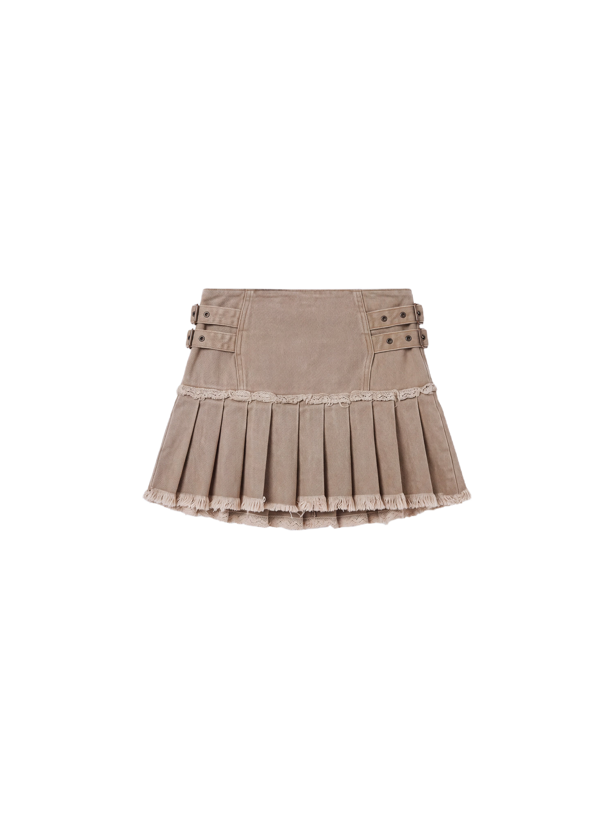 Denim Rock mit Fransen Beige – 8