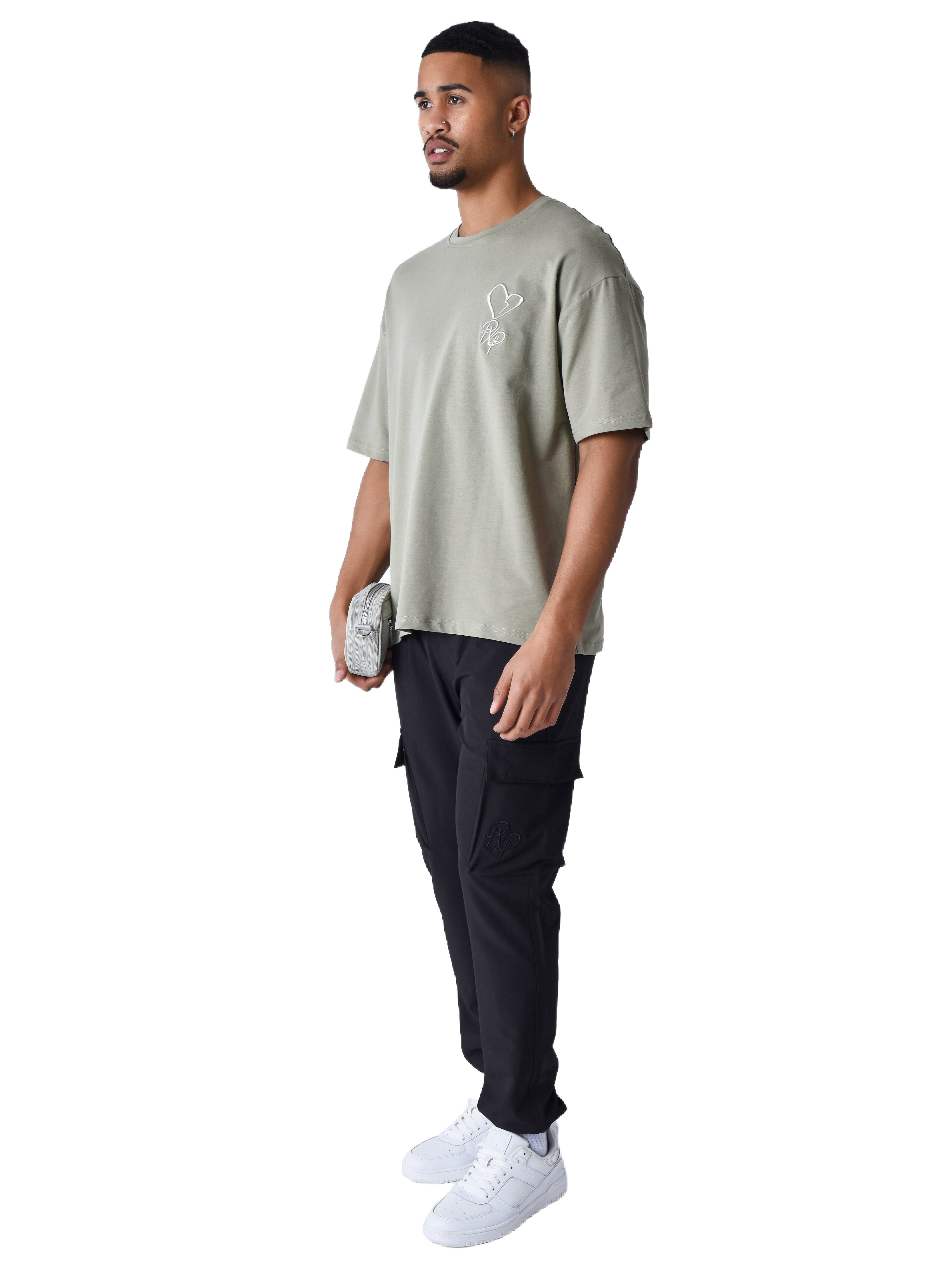 Street geborduurd hart T-shirt-4