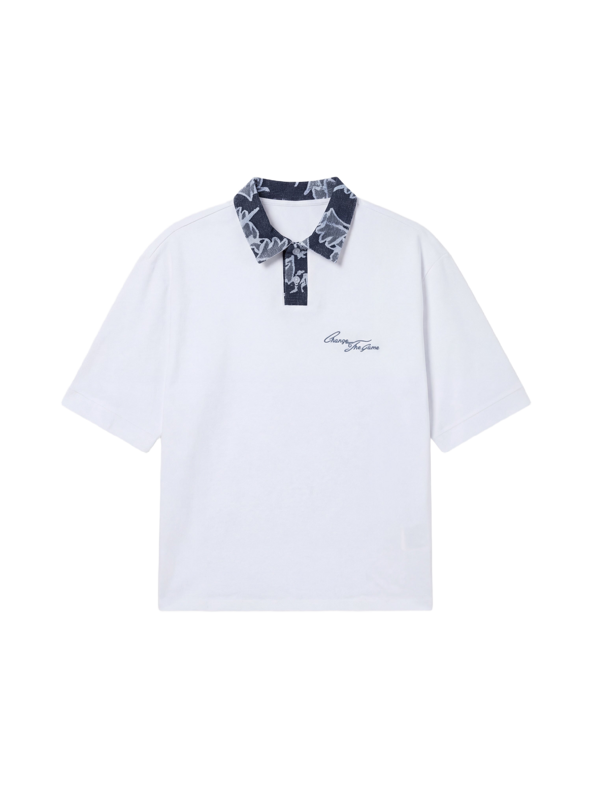 Polo bi-matière à col floral-8