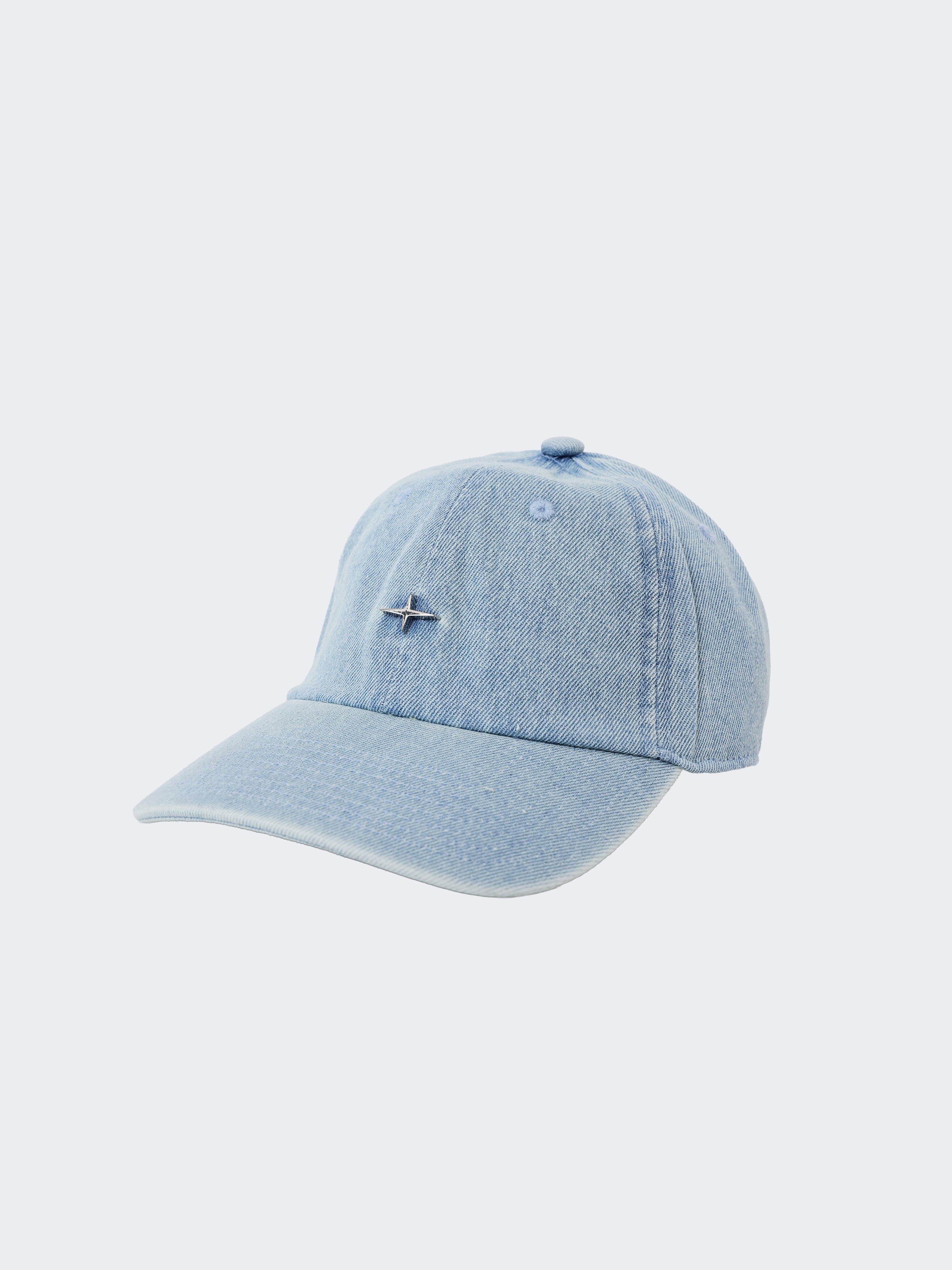 Casquette en denim bleu délavé-1