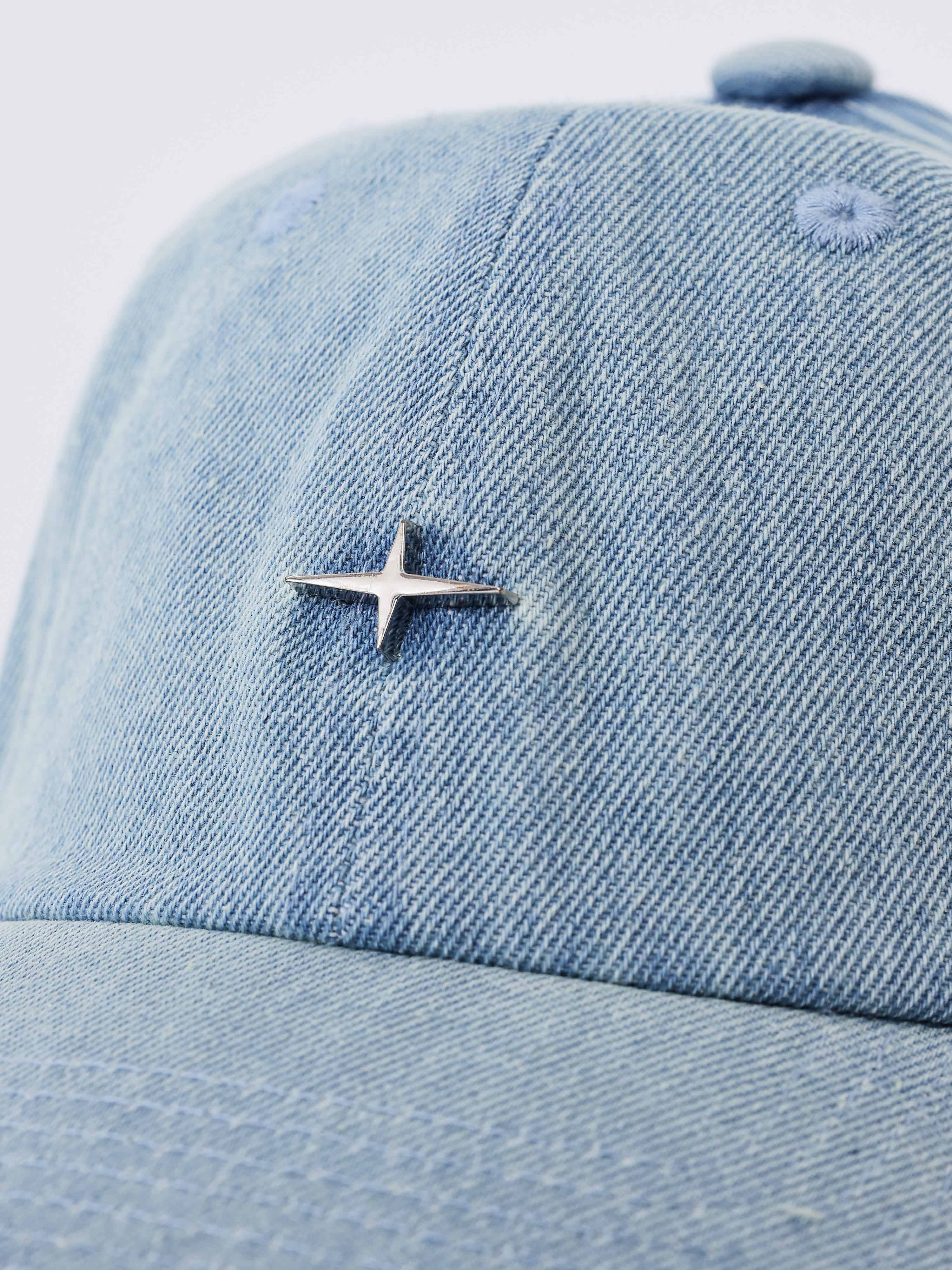 Casquette en denim bleu délavé-5
