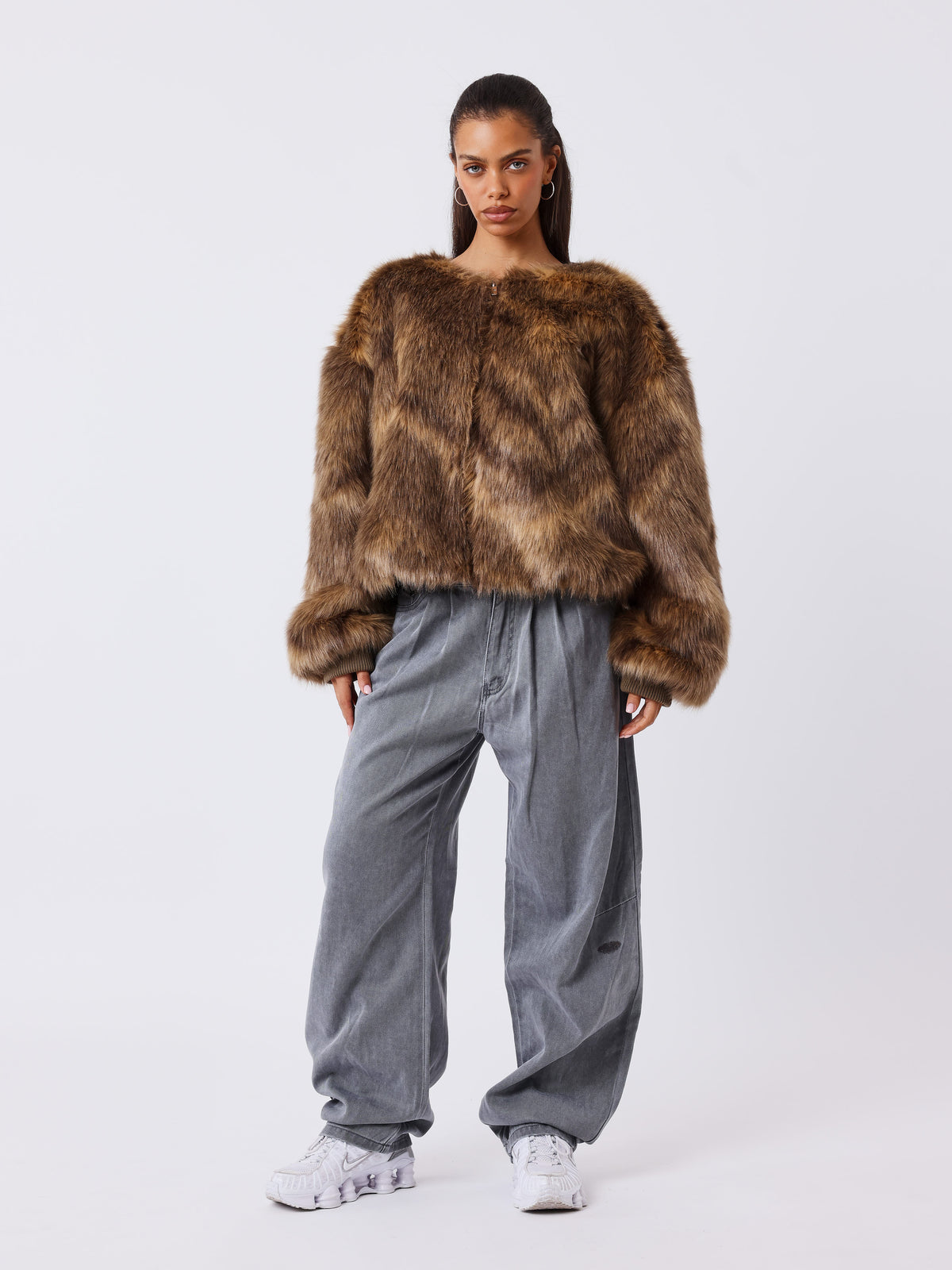 Veste Fausse Fourrure Camo