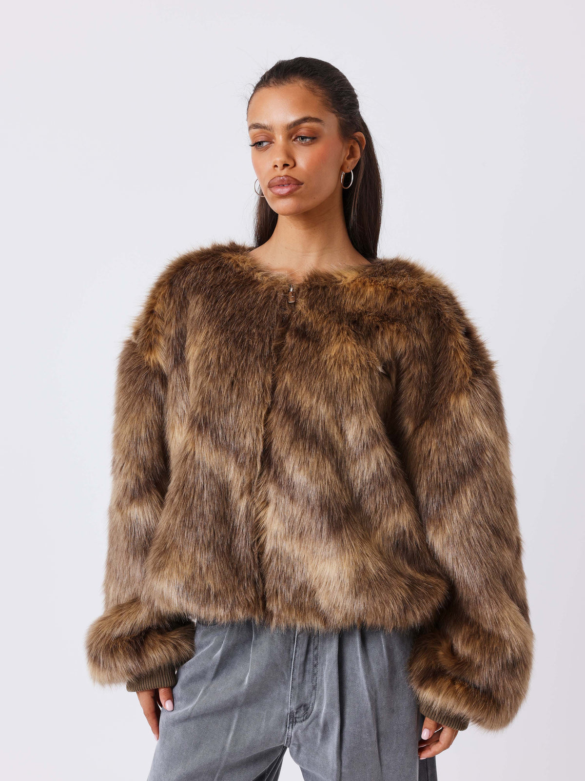 Veste Fausse Fourrure Camo